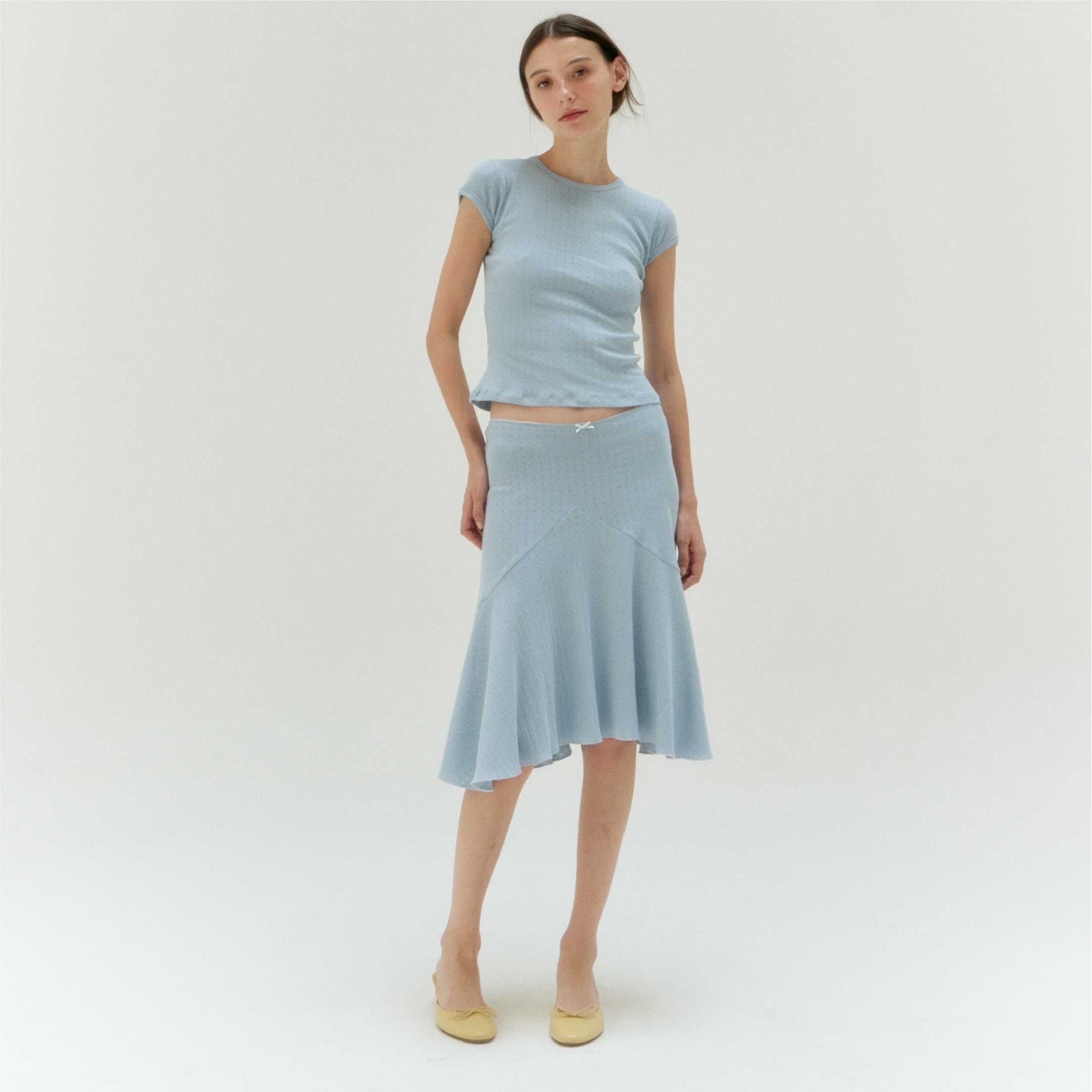 Pointelle love midi skirt