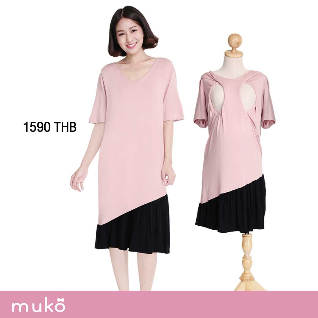 Muko Marlie เดรสเปิดให้นม คลุมท้อง DR24 (Dresses)