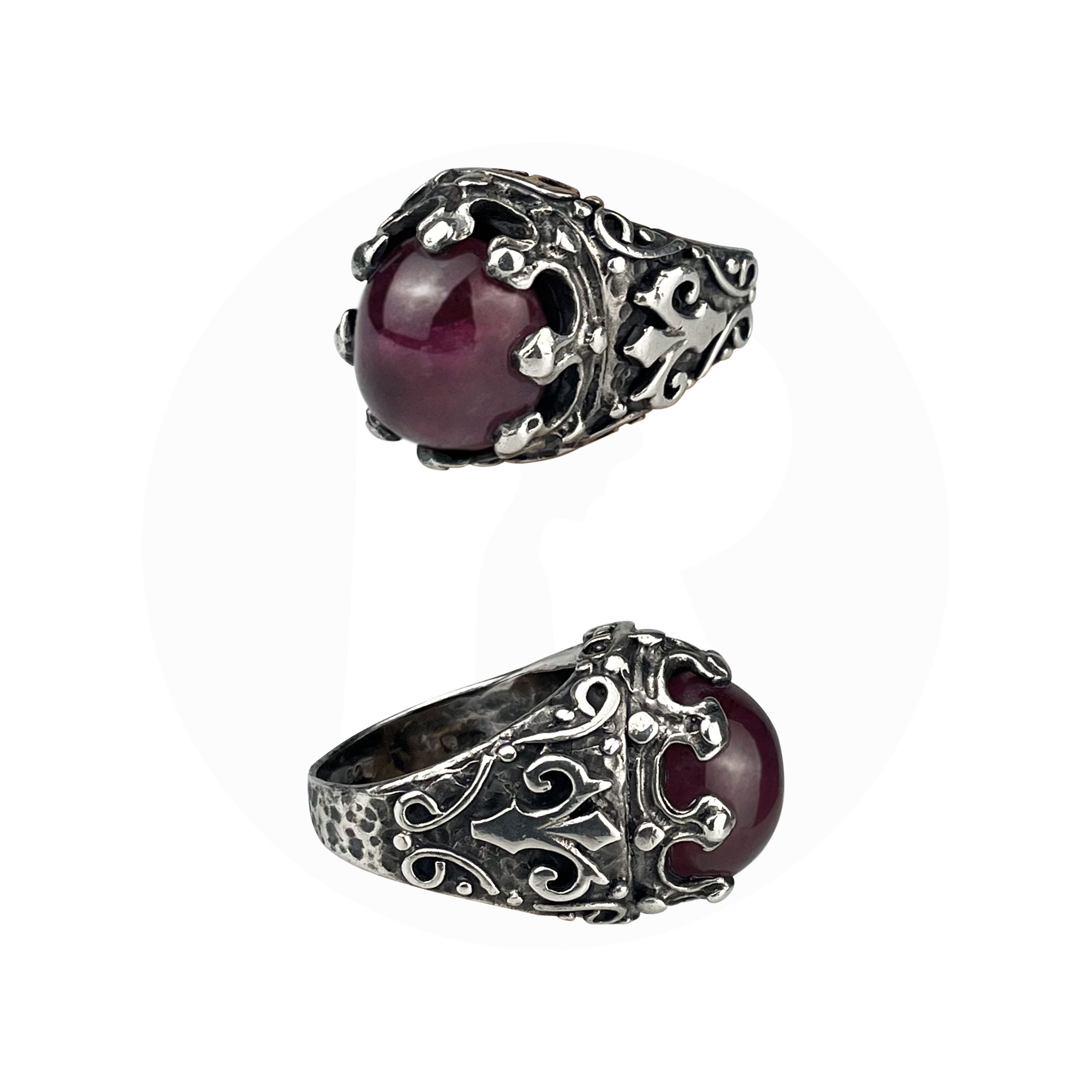Gothic Bloodstone Ring | 925 Sterling Silver