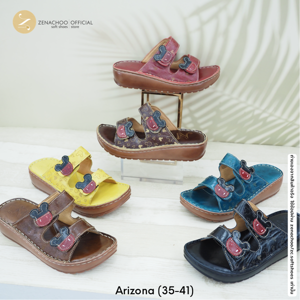 ทรงปกติ:สินค้าลดราคา ไม่รับเปลี่ยน-คืน Zenachoo รุ่น Arizona สูง 1.5 นิ้ว รองเท้าสุขภาพ หนังแท้ 1...