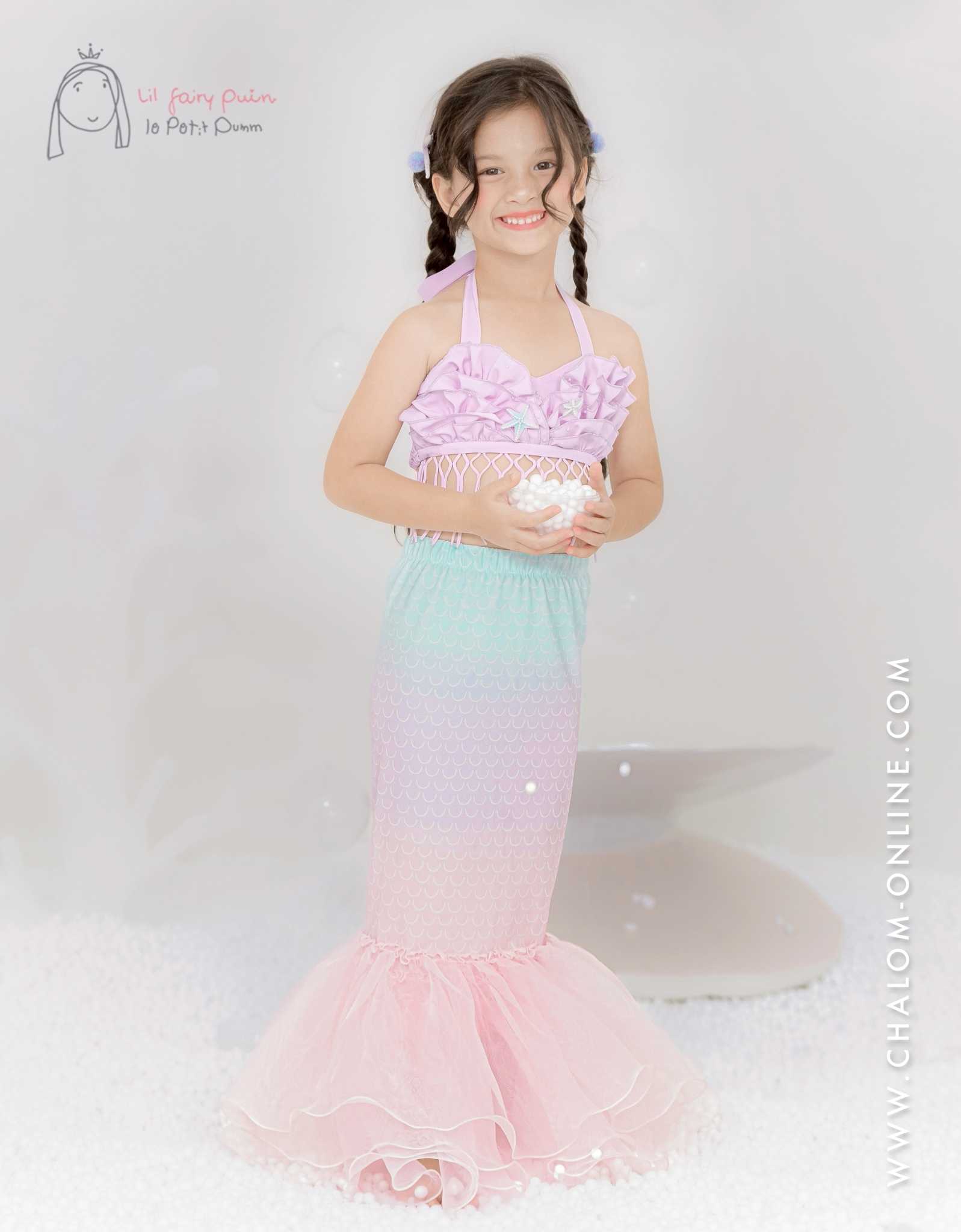 LS PF 558+559+560+561 FM  SET ชุดว่ายน้ำเงือก (5Y-12Y)