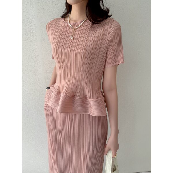 2MUAY รุ่น GJO11172P เสื้ออัดพลีท SHORT SLEEVE RIPPLE PLEATED TOP 10 สี FREE SIZE