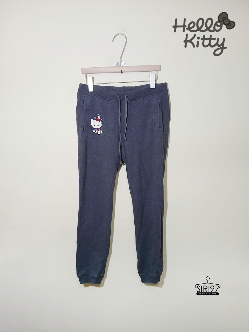 กางเกงขายาววอร์ม ขาจั้ม Hello kitty สีเทาเข้ม สภาพ85% งานแท้