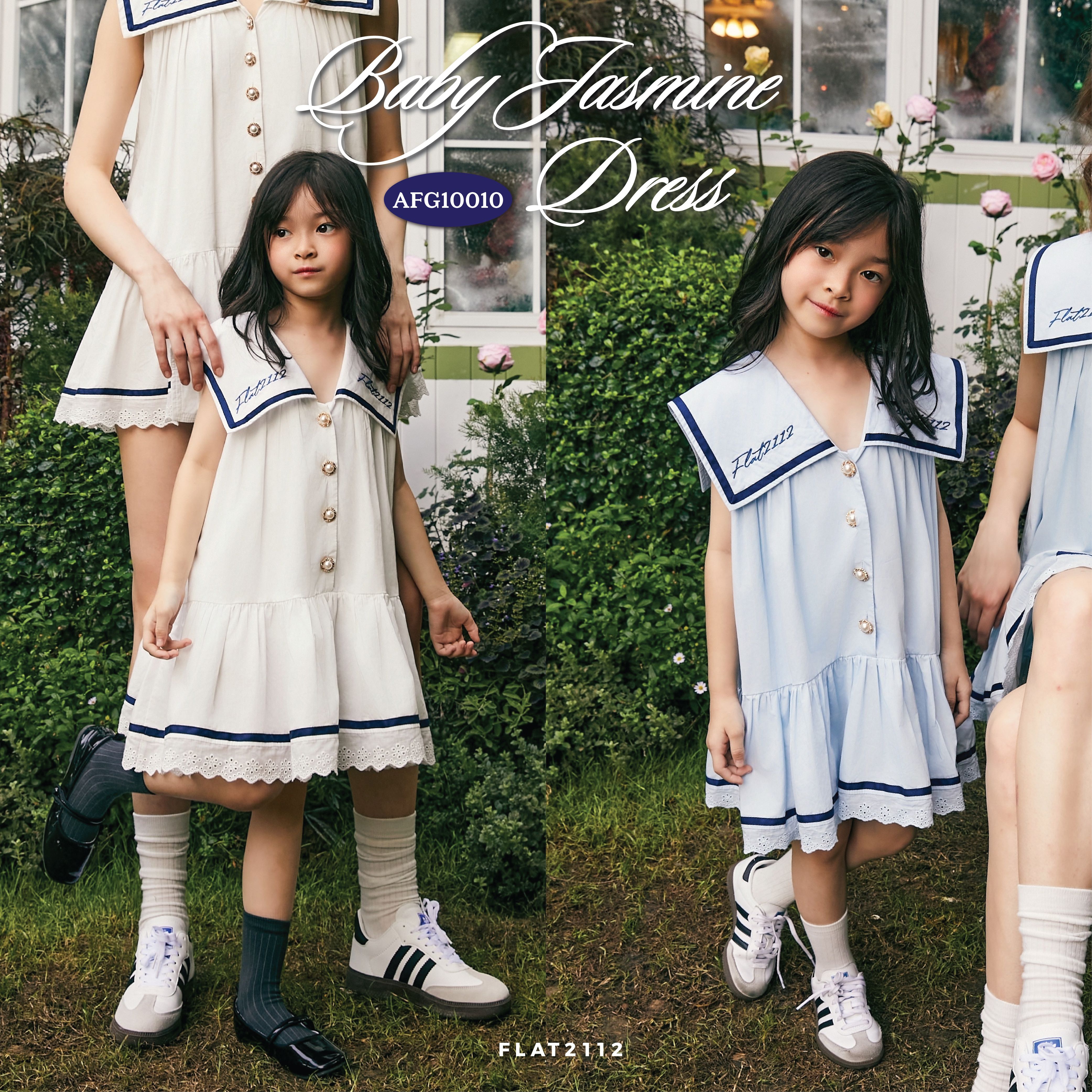 FALT2112 AFG10010 : BABY JASMINE DRESS เดรสปกกะลาสี ชุดเด็ก