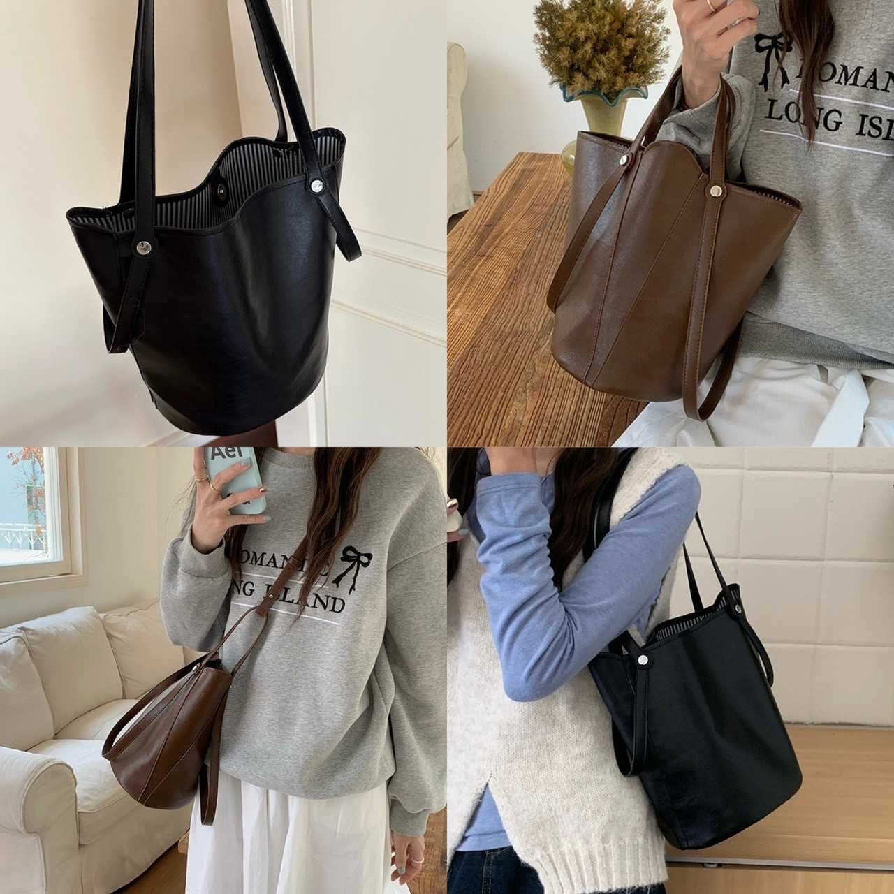 [PRE-ORDER] กระเป๋าหนังทรง bucket ขนาดกำลังดี มีสายยาว Crossbody น่ารักมากๆ | QB270