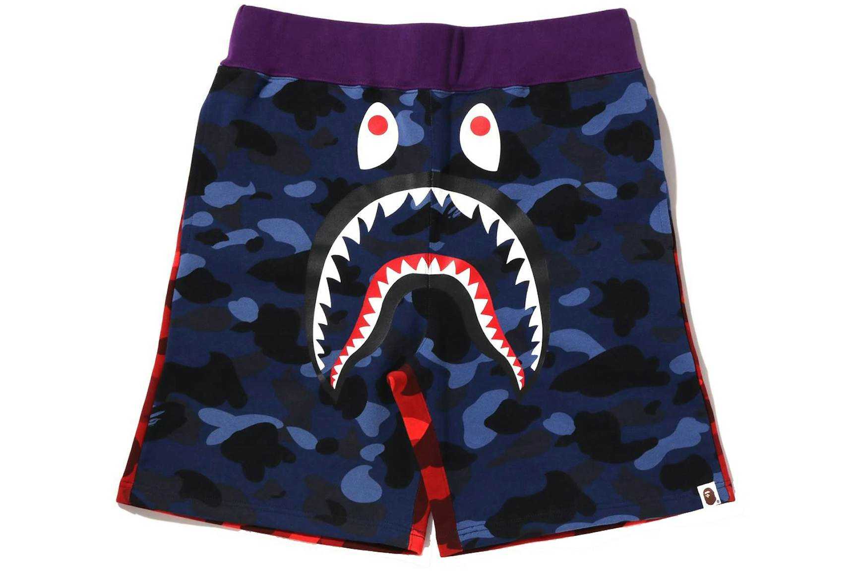 Bape Crazy Camo Shark Sweat Shorts Navy