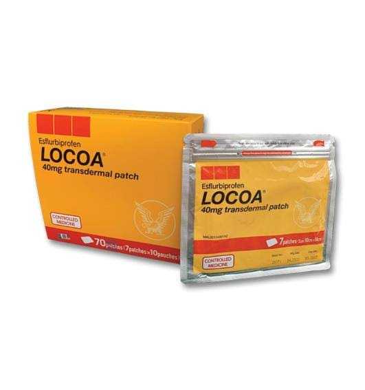 รูปสินค้า แผ่นแปะแก้ปวด LOCOA  จำนวน 1 ซอง บรรจุ 7 แผ่น  (Esflubiprofen transdermal patch) รูปที่ 2