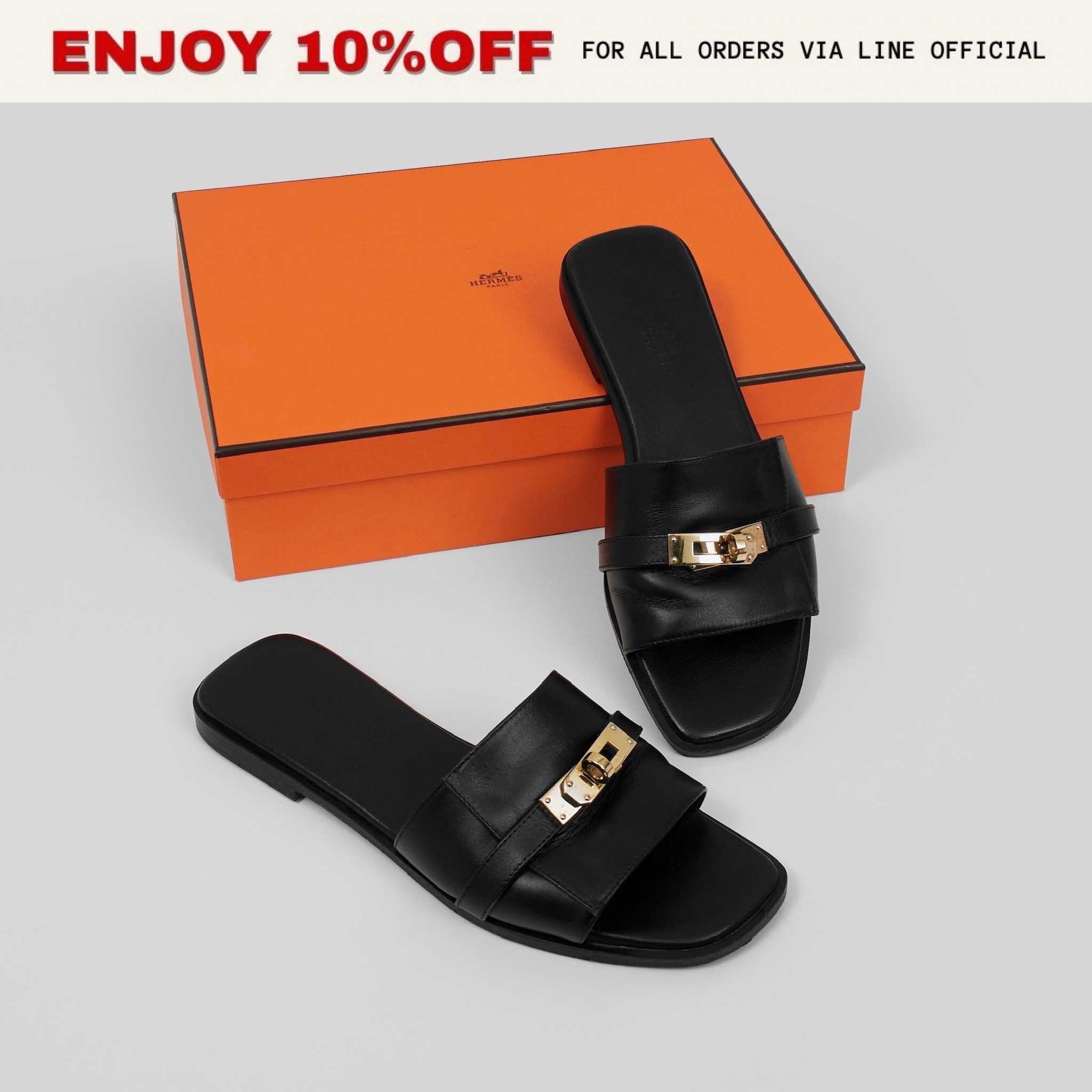 (C)📍USED📍HERMES Giulia Sandals สี Noir | Shoes