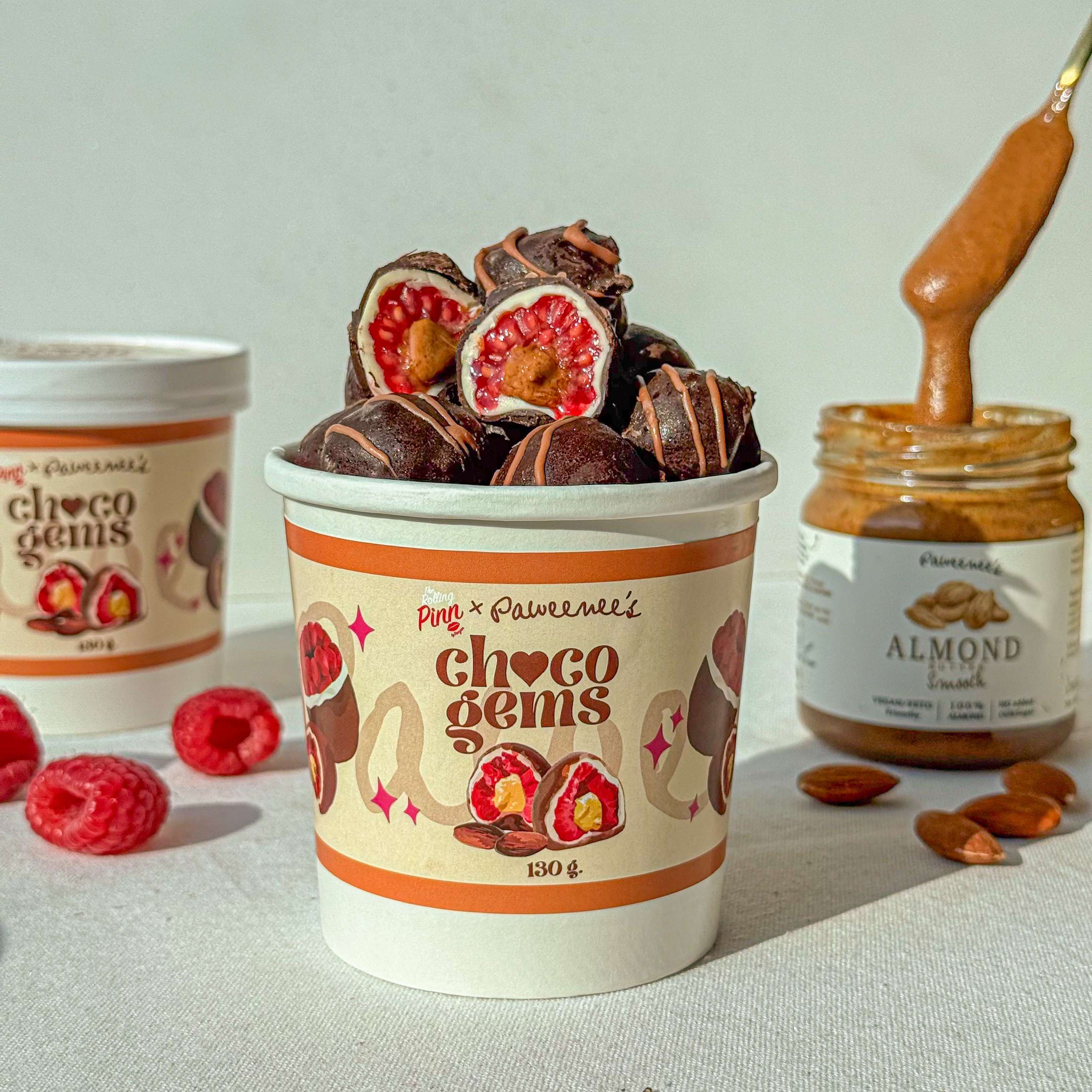 Raspberry Almond Chocogems - Paweenee’s