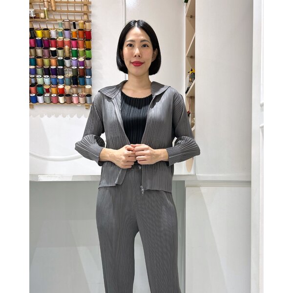 2MUAY รุ่น GJO11481 เสื้อคลุมอัดพลีท HOODED ZIP FRONT PLEATED CARDIGAN 4 สี FREE SIZE