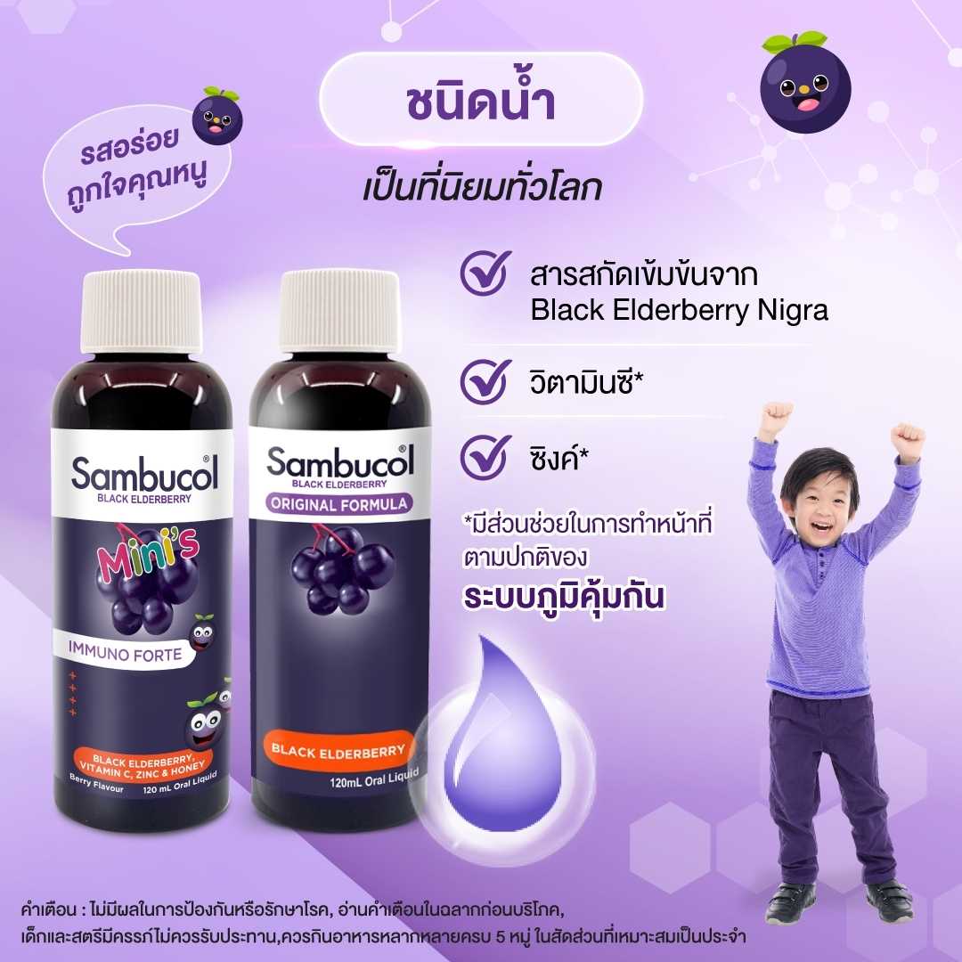 🍇Sambucol Kids 120 ml แบบน้ำ
