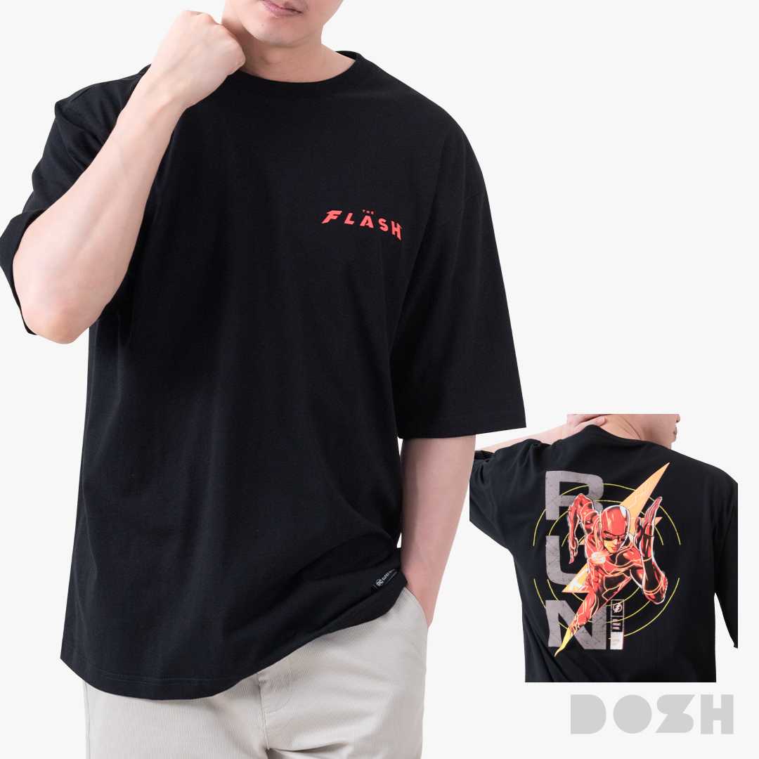 DOSH MEN'S OVERSIZED T-SHIRTS THE FLASH MOVIE 2023 เสื้อยืดคอกลม แขนสั้น ผู้ชาย DFMMT5003-BL