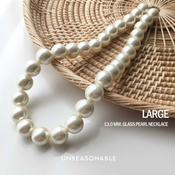 สร้อยคอมุกแก้ว 14 mm. UA0656-01 Unreasonable Accessories
