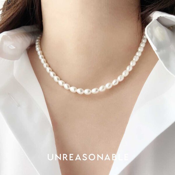 สร้อยคอ มุกน้ำจืด มุกแท้ ความยาว 15 นิ้ว UA0799-01 Unreasonable Accessories