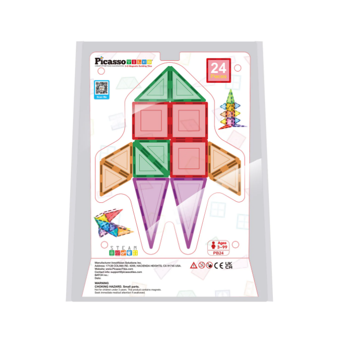 PicassoTiles Magnet Building Tiles Classic 24 Pc