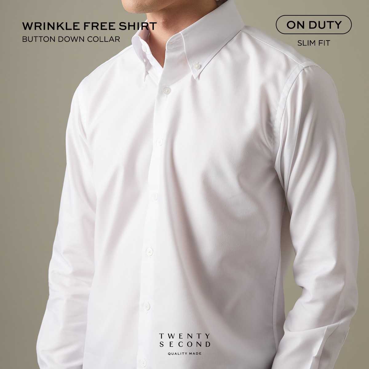 WRINKLE FREE BTD SHIRT - WHITE