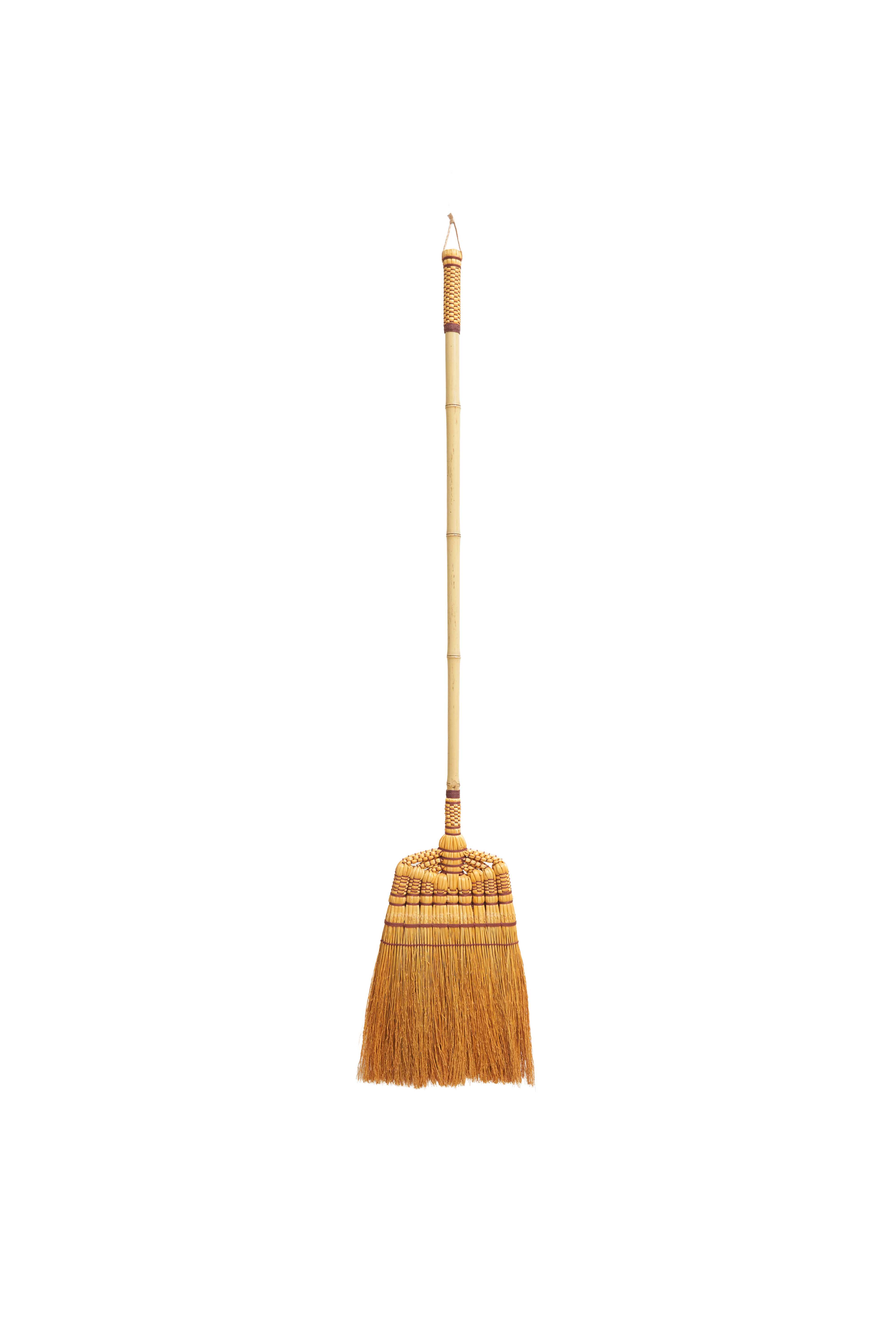 133-cm Bamboo Handle Broom (ORANGE - BROWN THREAD)