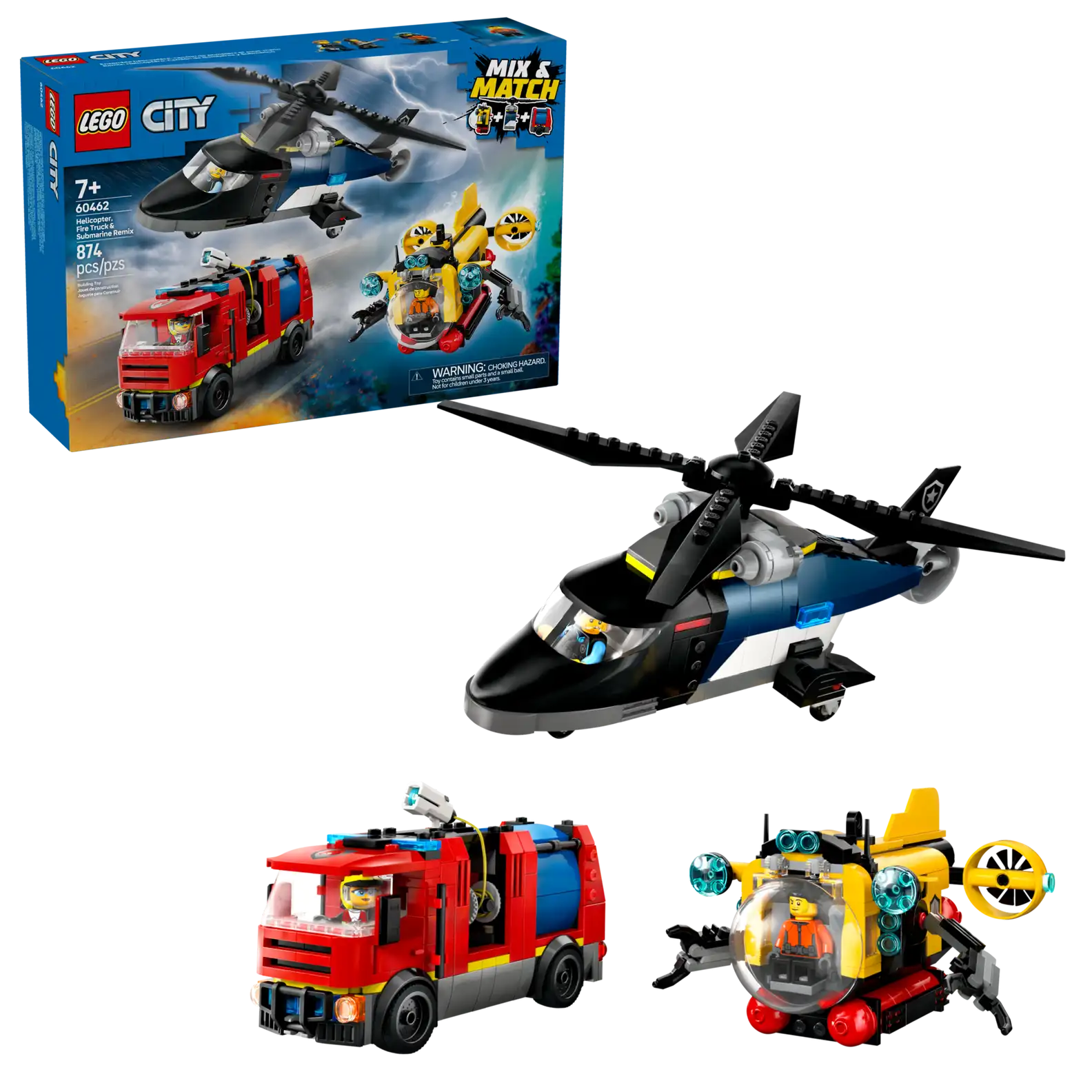LEGO 60462 Helicopter, Fire Truck & Sub..(สินค้าซื้อแล้วไม่รับเปลี่ยนคืน)