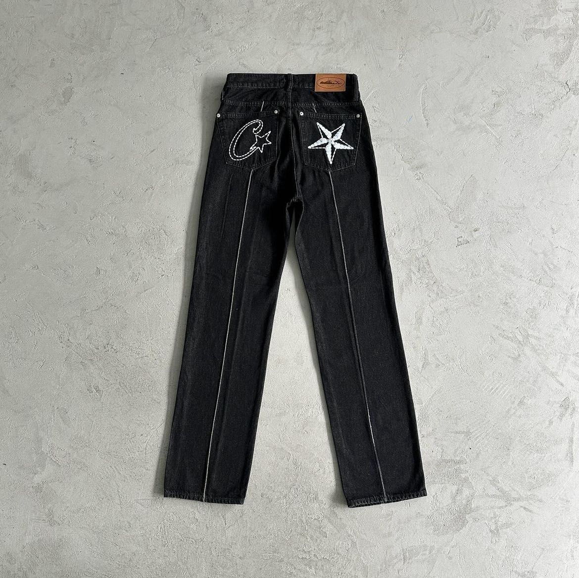 Corteiz C-Star Stitch-Down Jeans Black