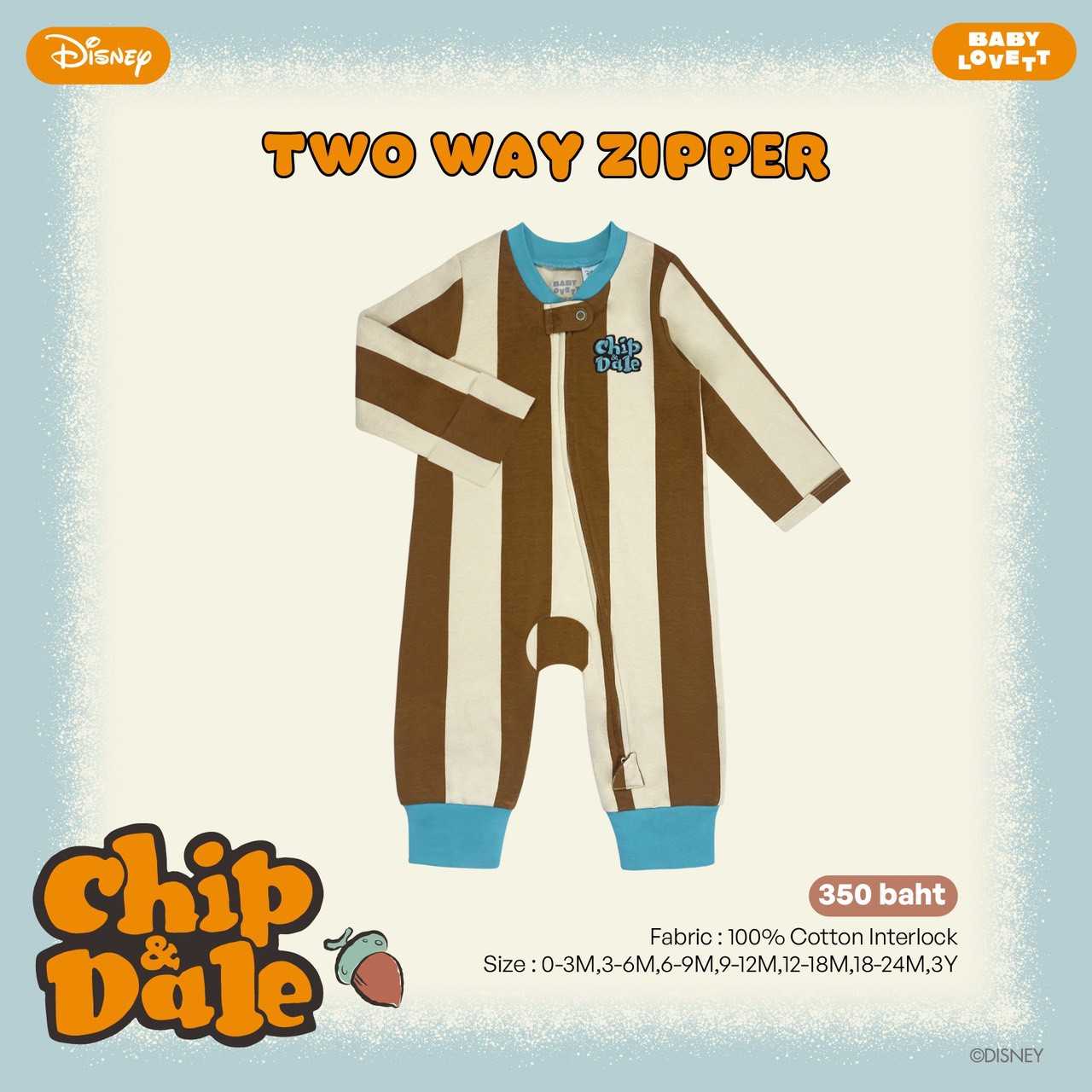 07 Chip & Dale - Two-Way Zipper ชุดนอนเปิดเท้า