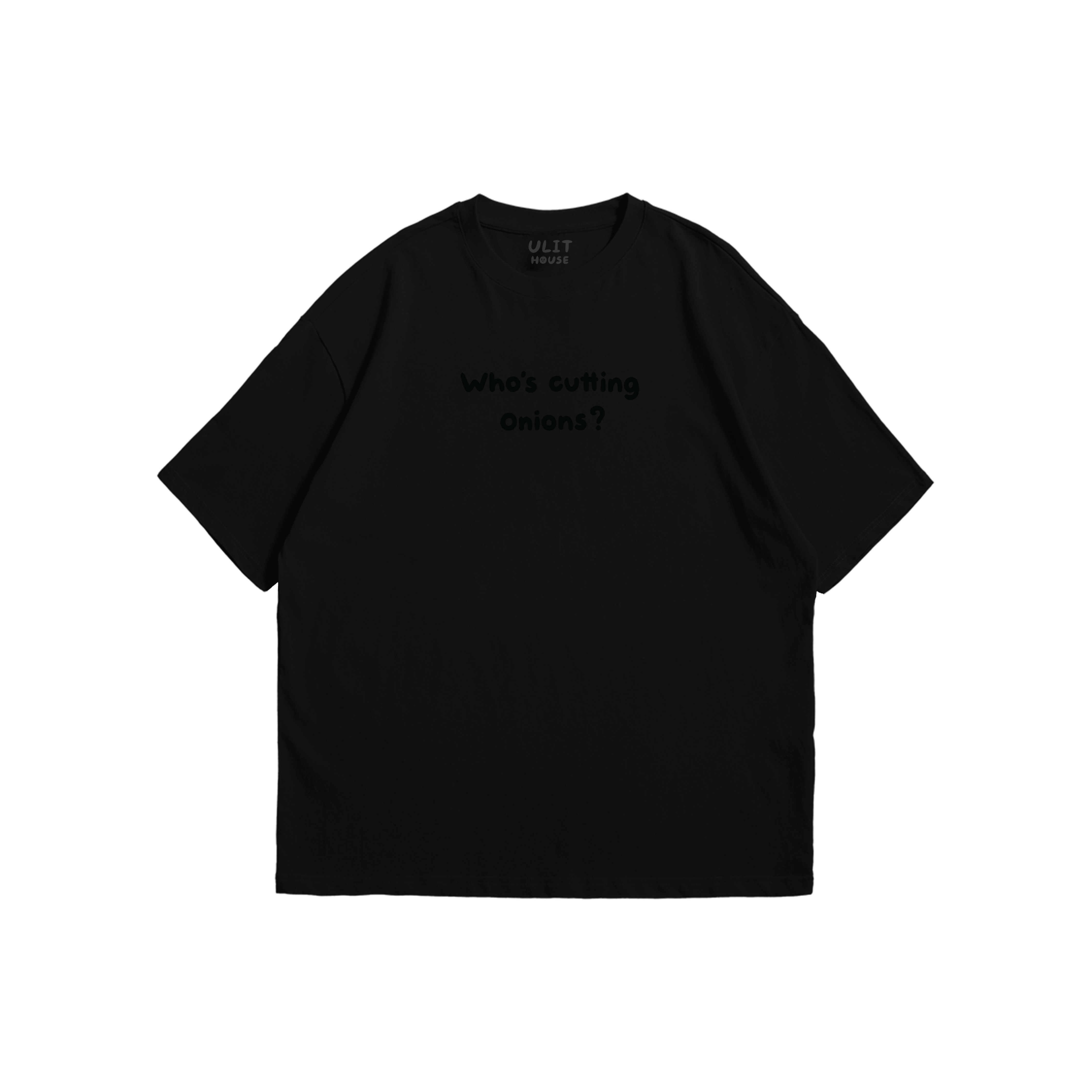 Who is cutting onions all black T-shirt