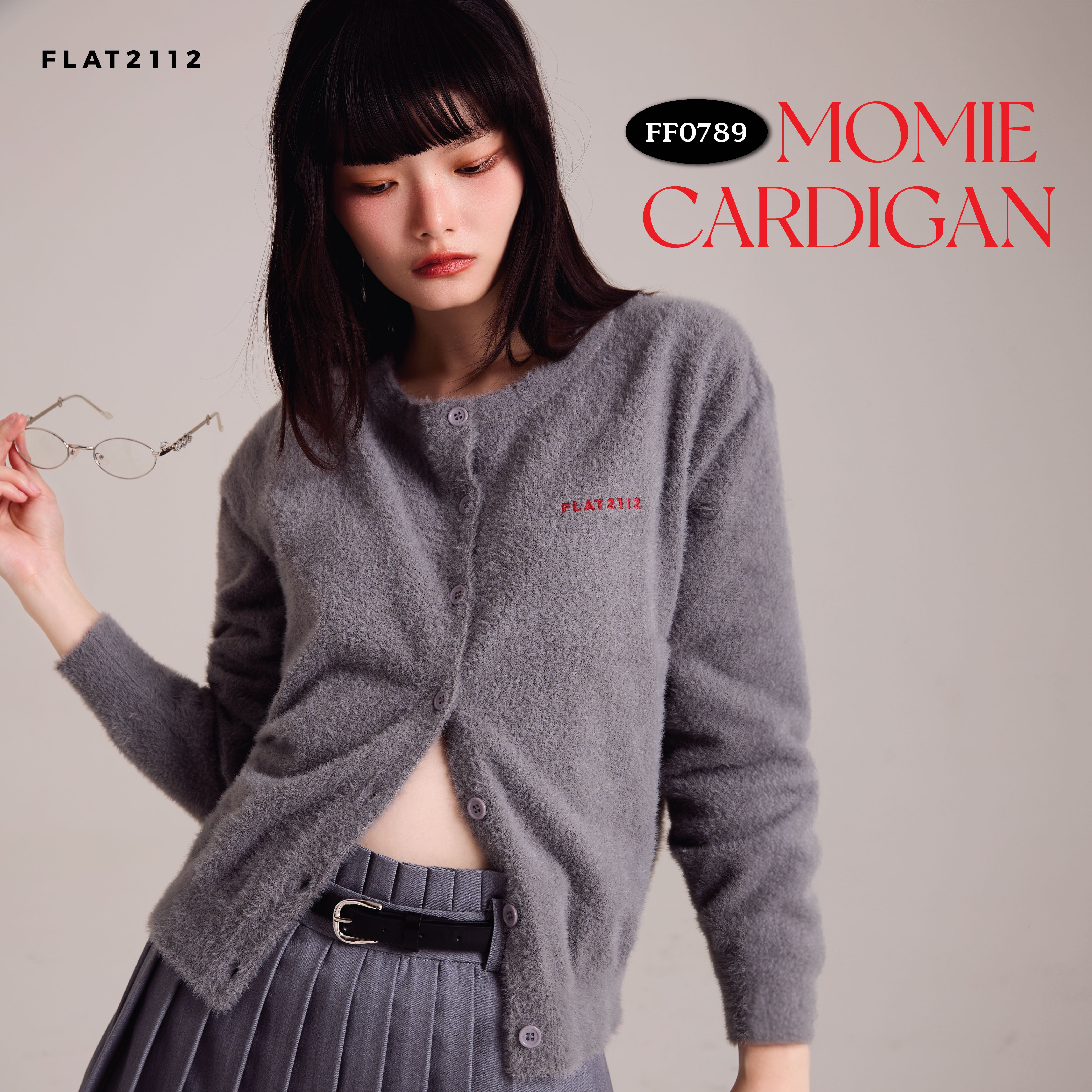 FLAT2112 FF0789 : MOMIE CARDIGAN คาร์ดิแกนแขนยาว ขนนุ่ม ปักโลโก้
