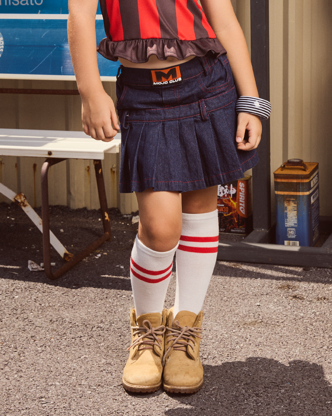 (Look9) Redline Denim Skirt