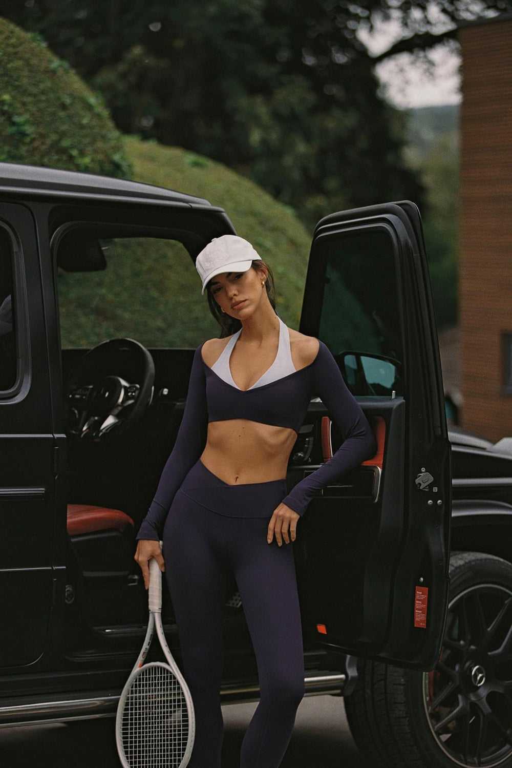 WISKII Colorblock One-Piece Long Sleeve Crop Top - Midnight/Heavenly