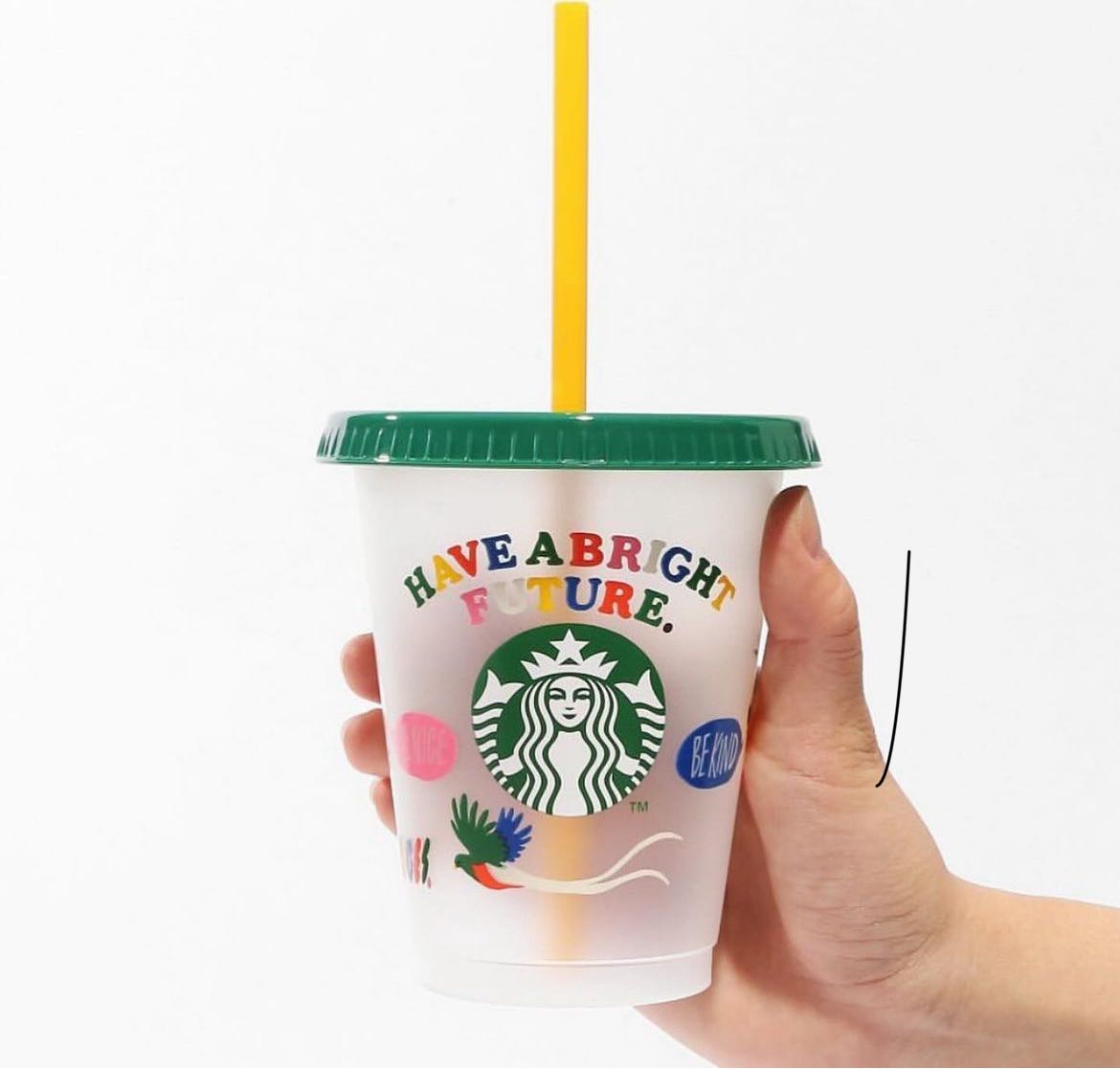 Japan Starbucks Reusable Cold Cup with Lid & Straw - SHOGO SEKINE 473ml.  แก้วน้ำใส่เครื่องดื่มเย็น 
