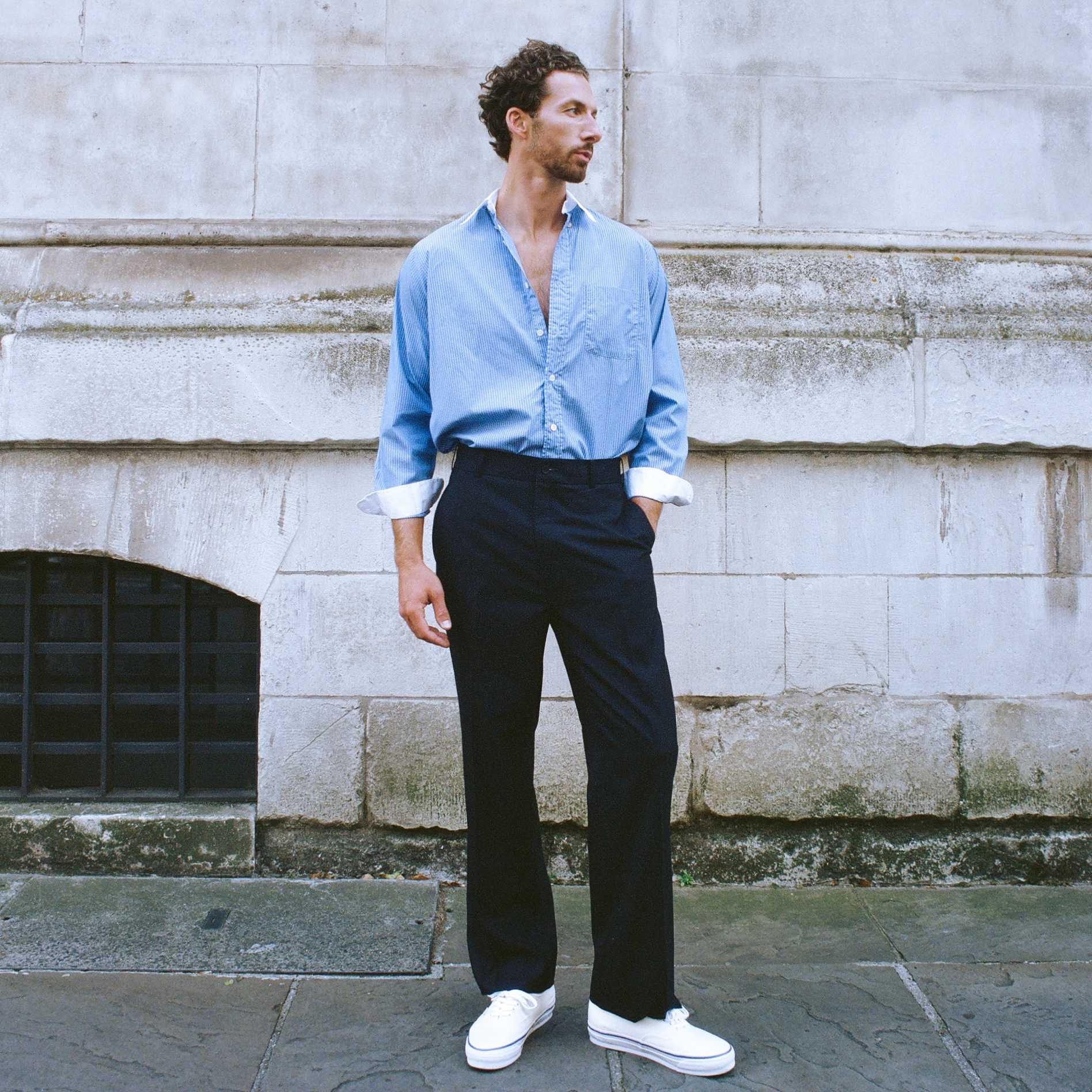 ANDRE FLAT FRONT - Navy wool