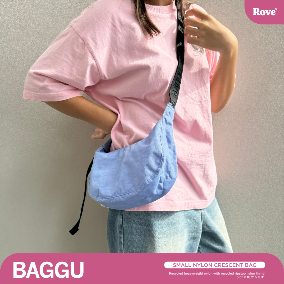 BAGGU Small Nylon Crescent Bag - Cornflower