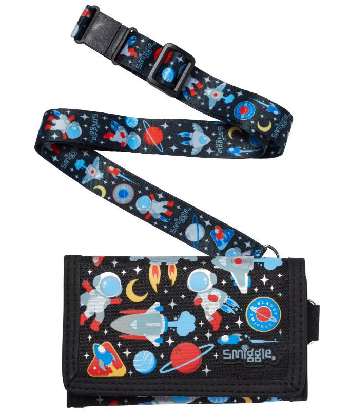 พร้อมส่งในไทย💖 Smiggle Wallet กระเป๋าตังค์ กระเป๋าเงิน ลายจรวดดำ รุ่นมีสาย ของแท้🎁