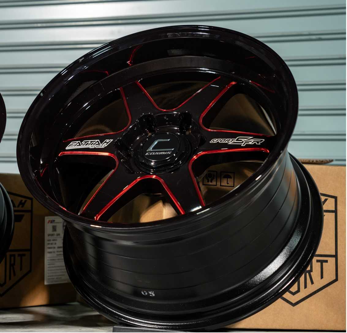 แม็กซ์ SPORT-SFR 18X10.5 6X139.7 ET32 CB.106 B-(R)W-XZ  (สีดำ+CNCข้างก้านแดง+CNCตัวหนังสือ)