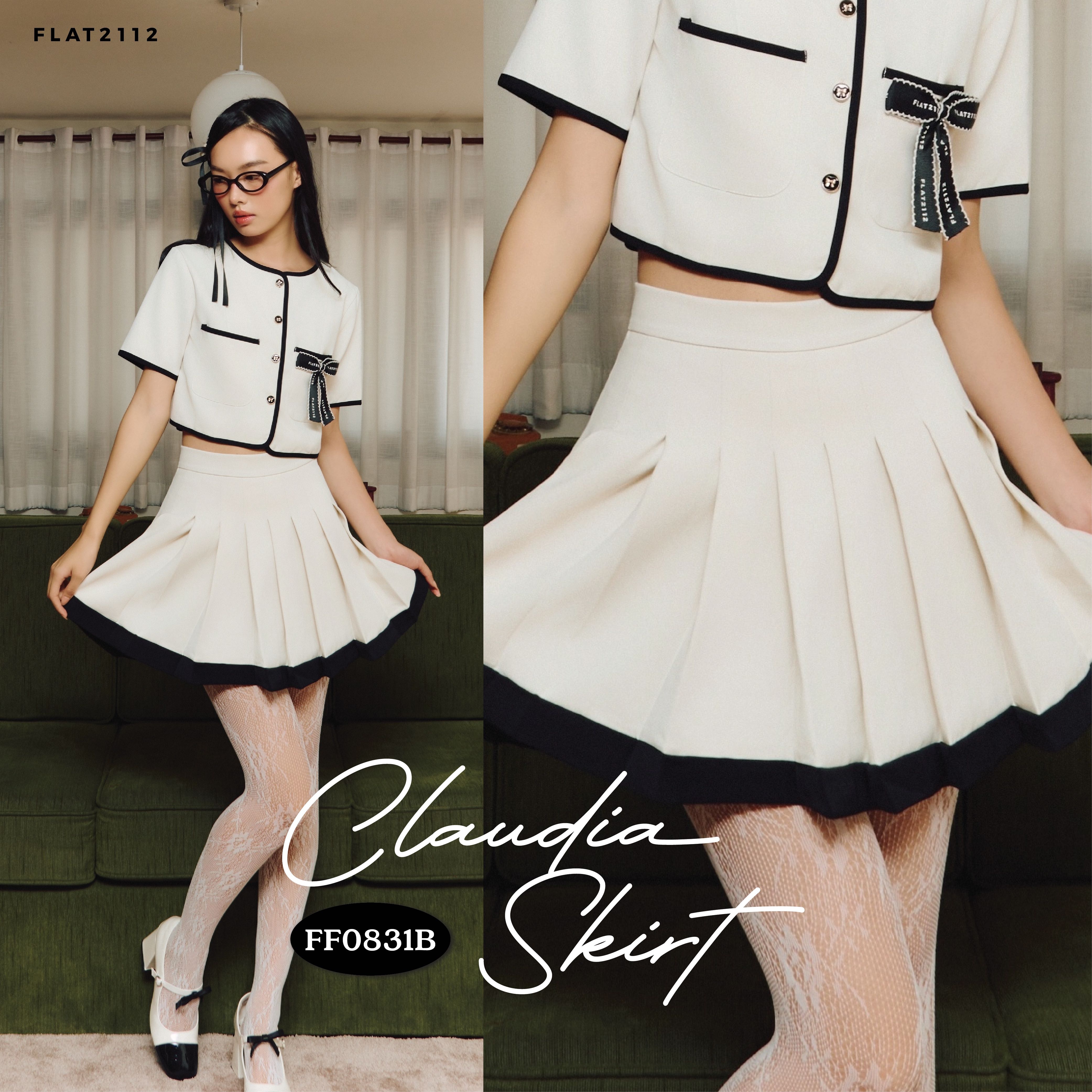 FLAT2112 FF0831B : CLAUDIA SKIRT  กระโปรงเทนนิส กระโปรงจับจีบ