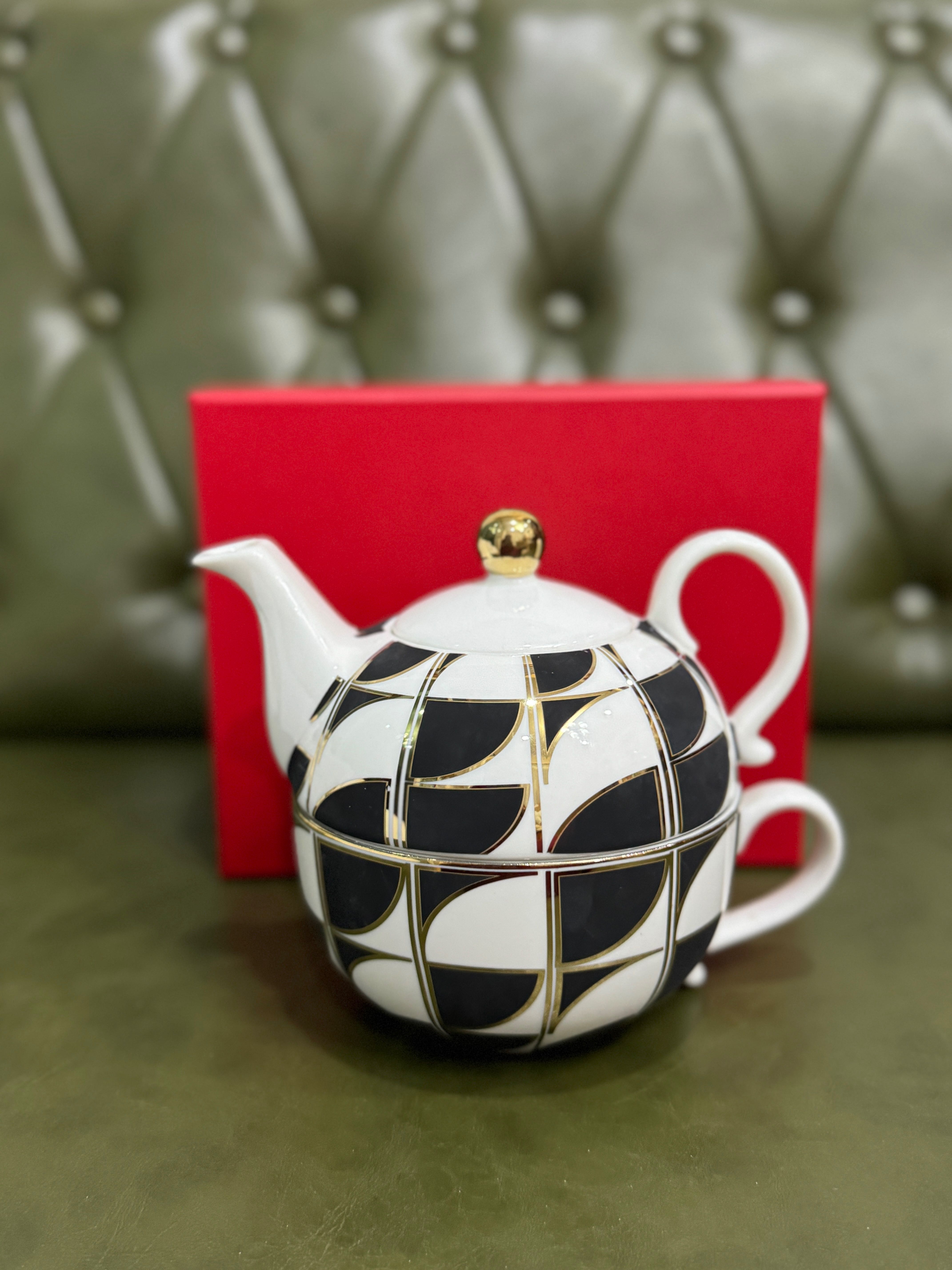 ชุดกาน้ำชา Tea For One Gatsby 450 มล. สีดำขาว