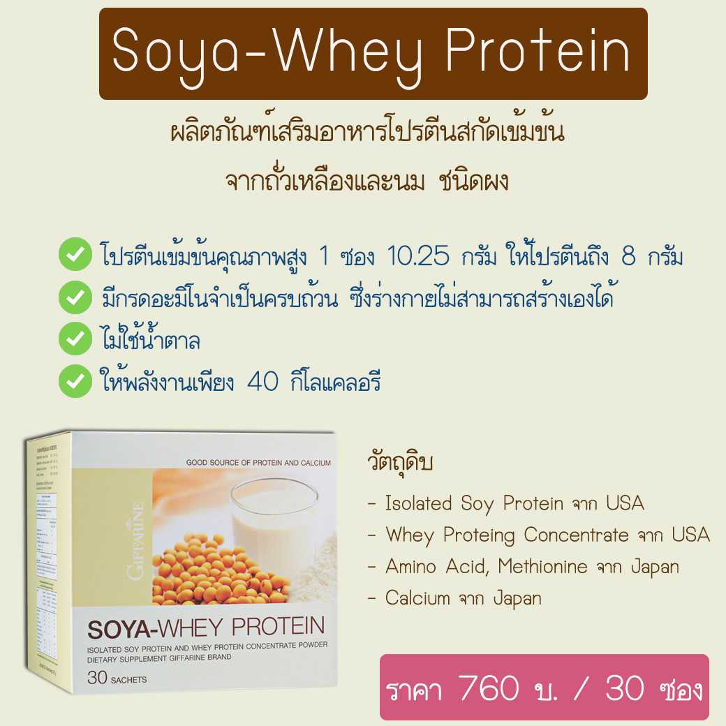 โซย่า เวย์ โปรตีน กิฟฟารีน Giffarine Soya Whey Protein โปรตีนสกัดเข้มข้นจากถั่วเหลืองและนม