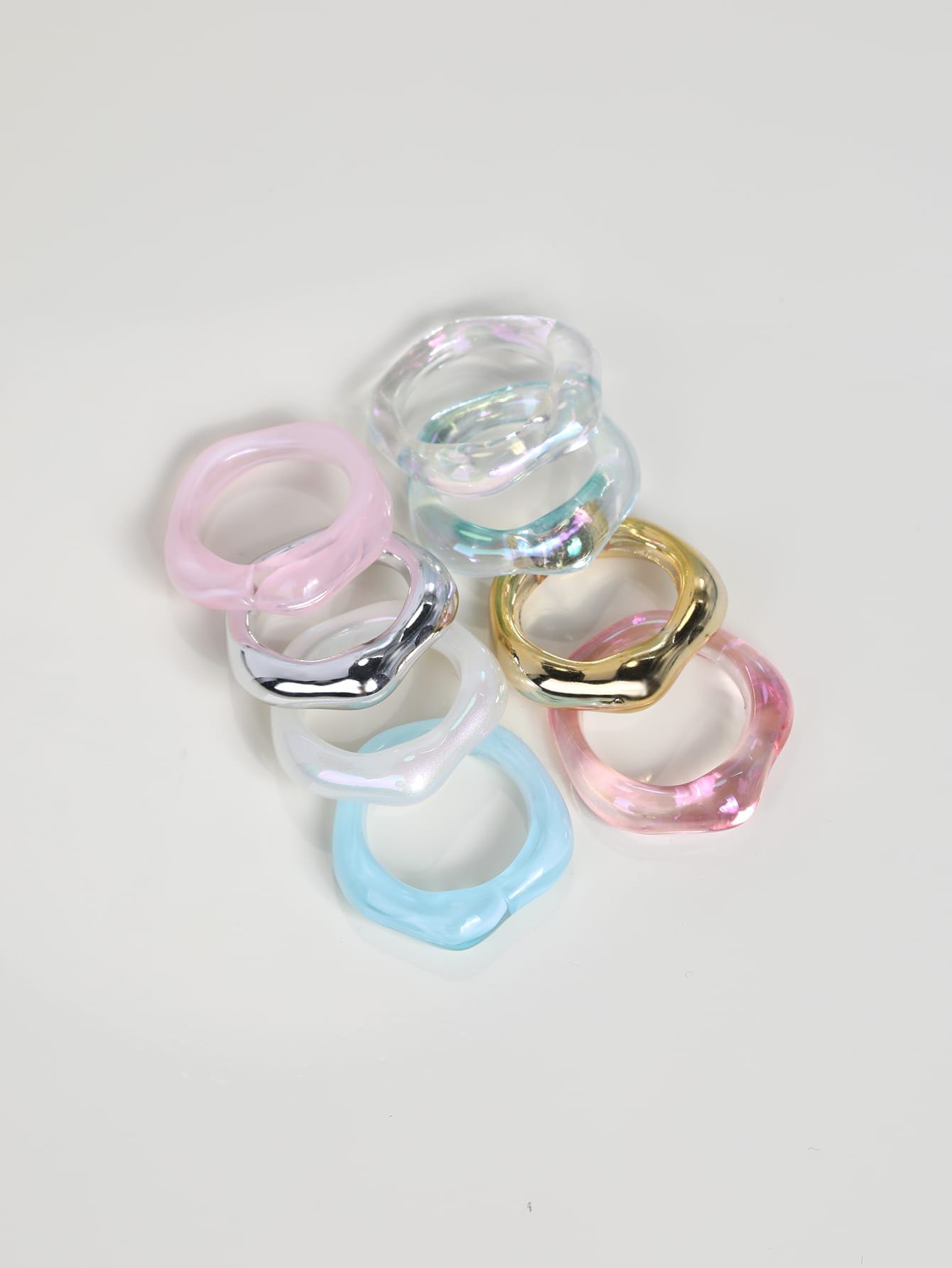 8pcs simple resin ring
