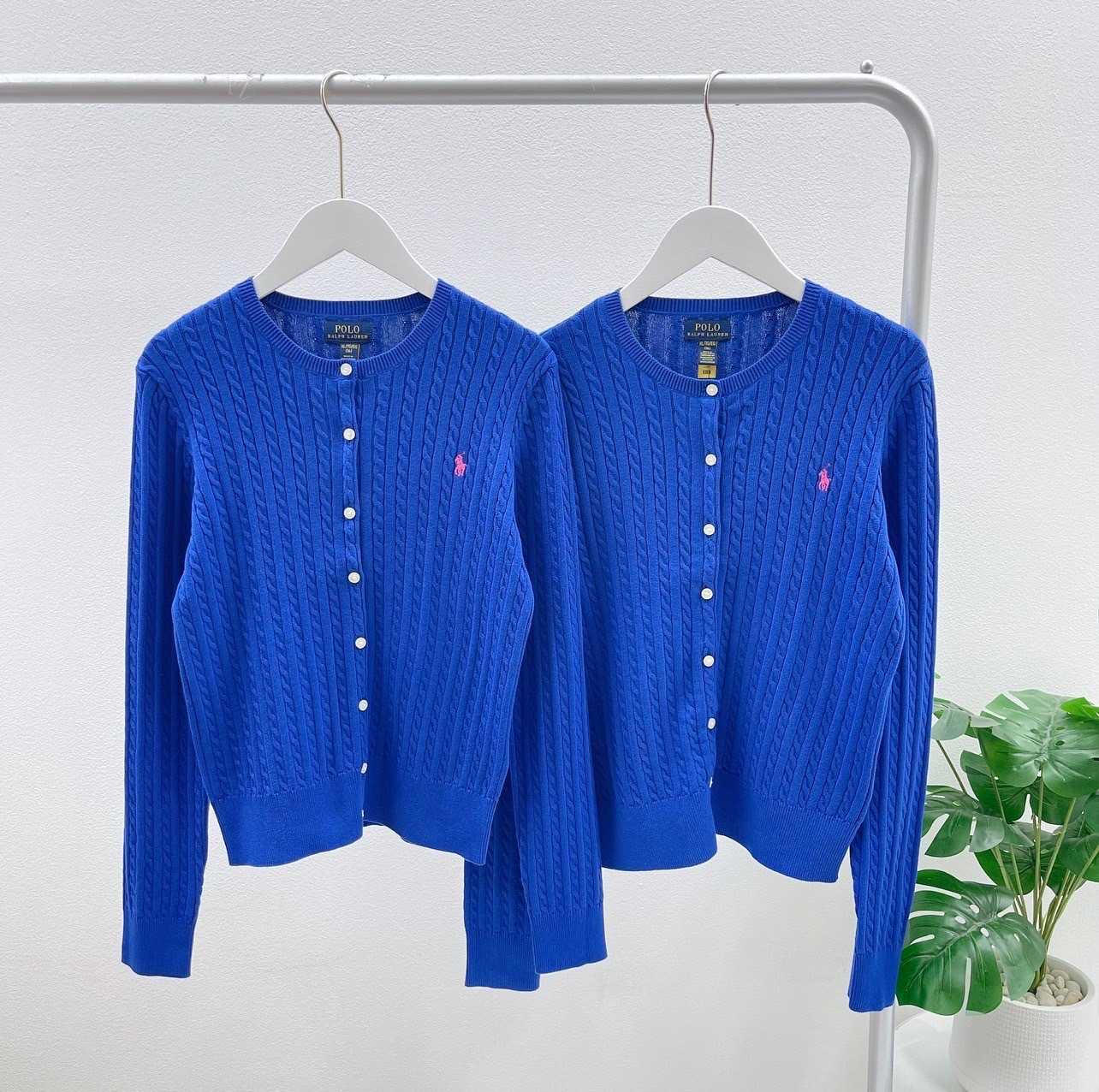 Ralph Lauren Mini Cable Cotton Cardigan (Blue)