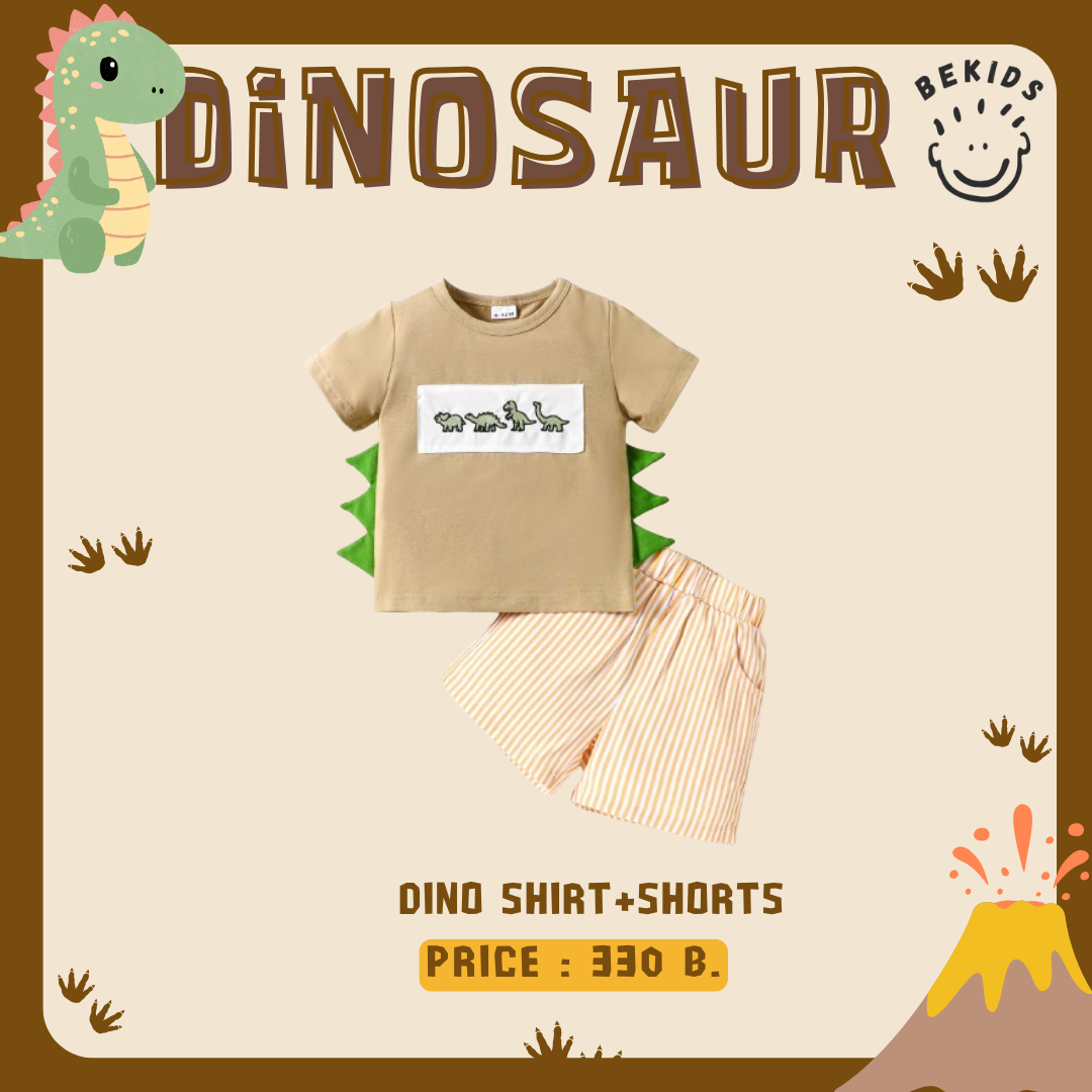 Shirt+Shorts Dino Cream