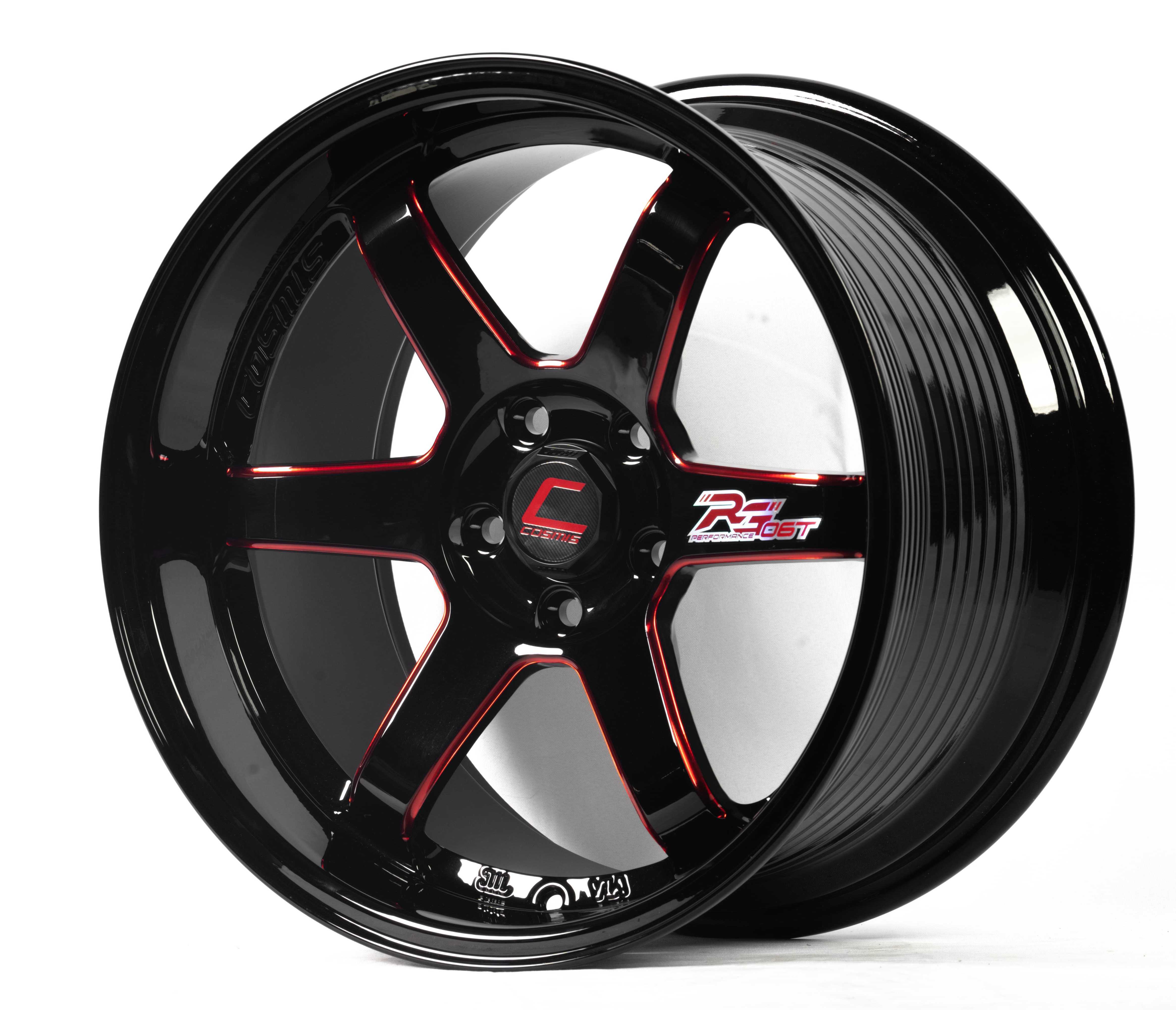 แม็กซ์ RG-06T(TD256) 18X10.5 5X114.3 ET30 CB.73.1 BLK+M-RED  (สีดำเงาทั้งวง+CNCข้างก้านแดง+เพลท)