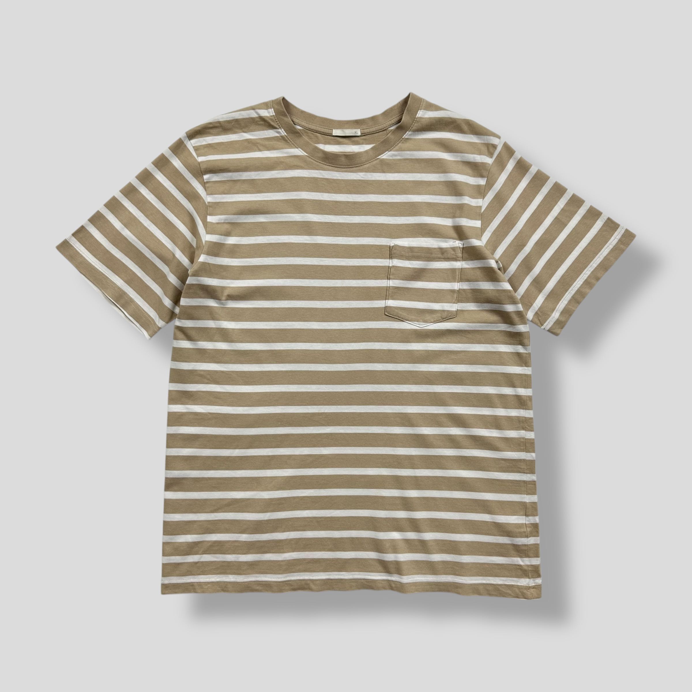 GU STRIPED COTTON POCKET T-SHIRT 