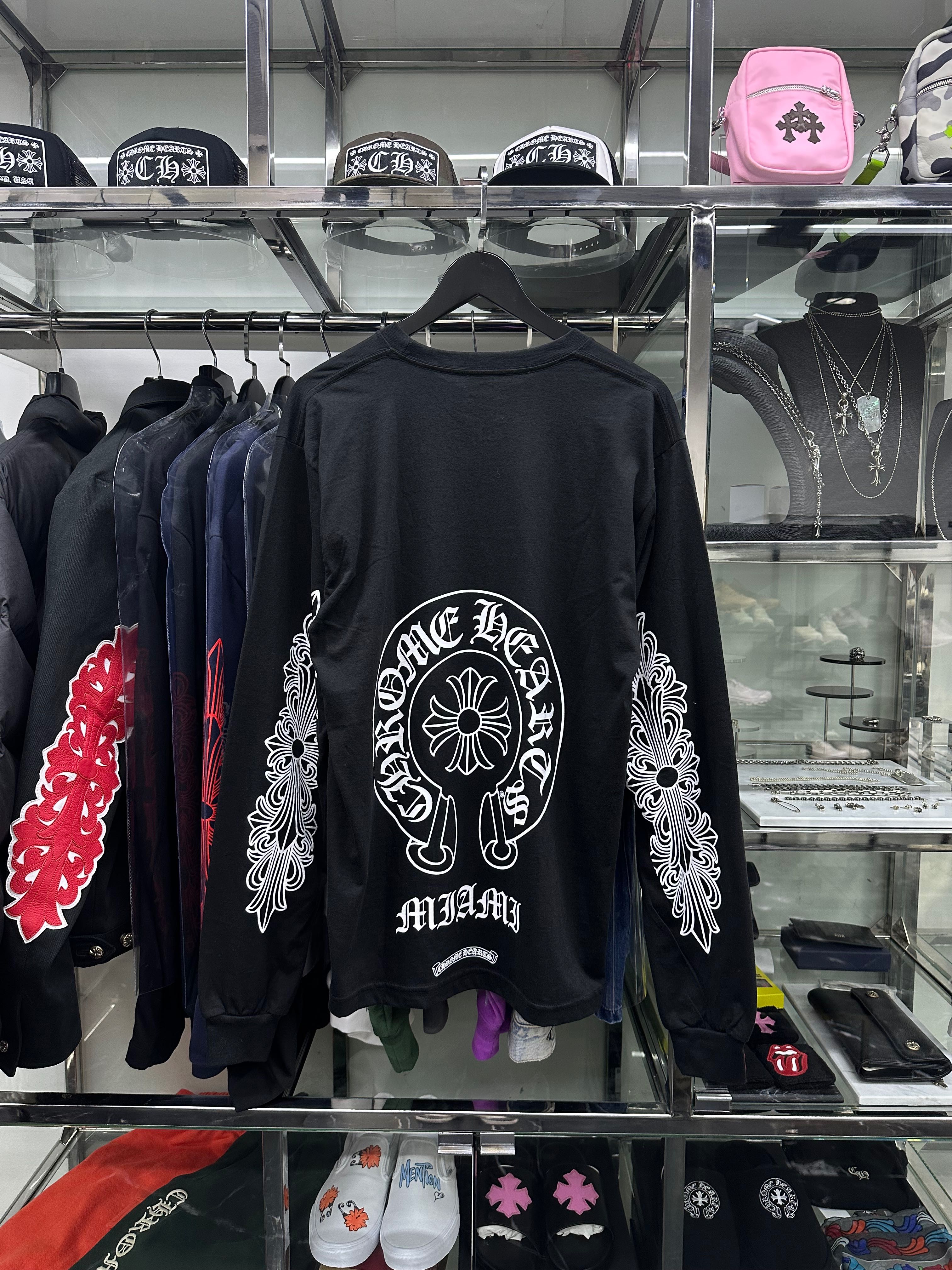 Chrome Hearts Horseshoe Miami Black Long Sleeves
