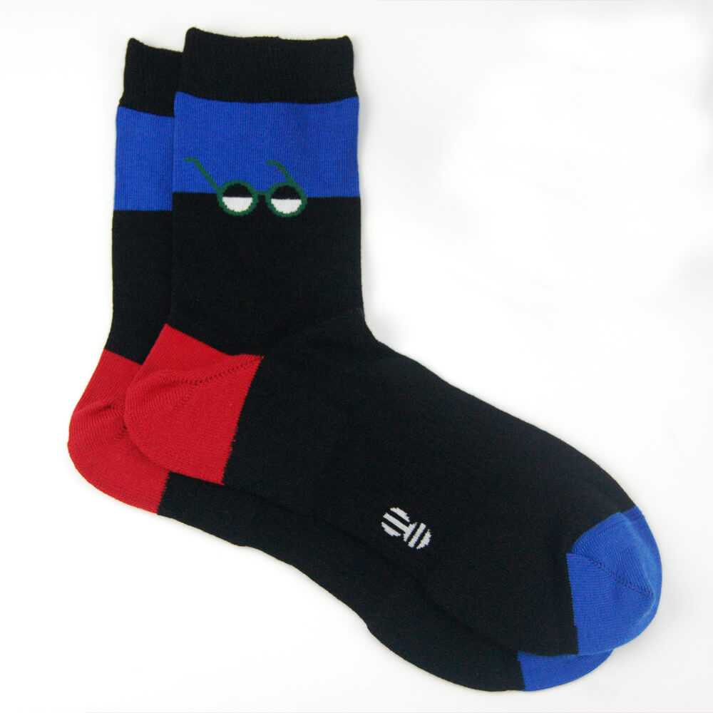 Emoo COMFY SOCKS ถุงเท้าข้อยาว ไร้ตะเข็บ ลายแว่นตากลม