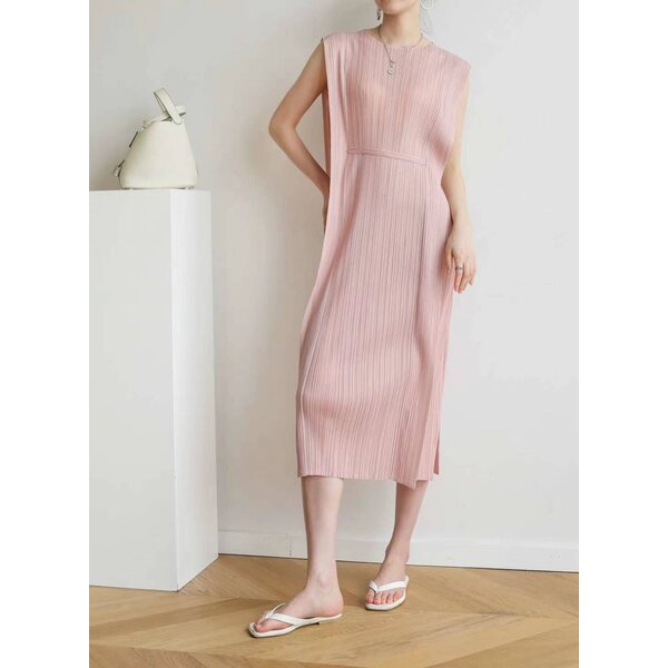 2MUAY รุ่น GJO7655 SIMPLE BOW TIE PLEATED DRESS เดรสผู้หญิง เดรสพลีทคุณภาพ 12สี FREE SIZE