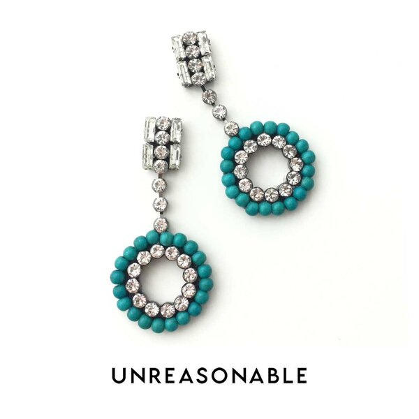 ต่างหู สี Turquoise ต่างหูคลิป ต่างหูก้านเงินแท้ น้ำหนักเบา UA0716-01 Unreasonable Accessories