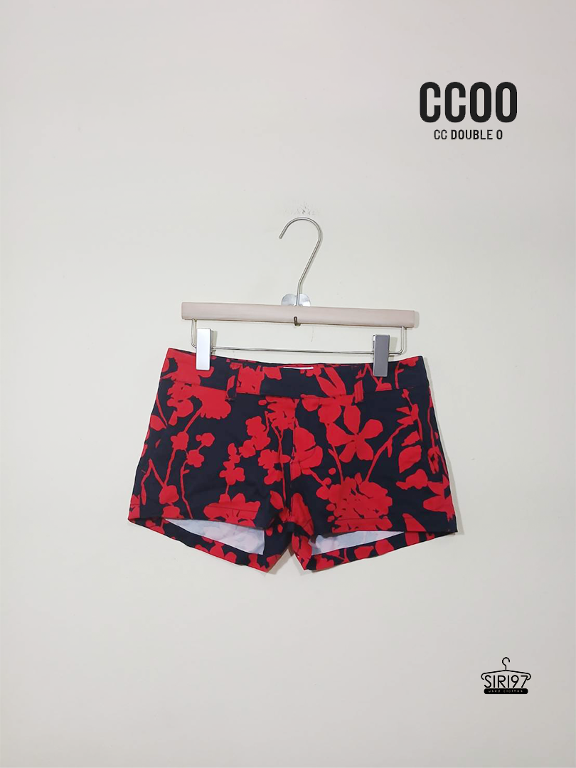 กางเกงขาสั้้น CCOO ลาย สีแดงดำ สภาพ85%