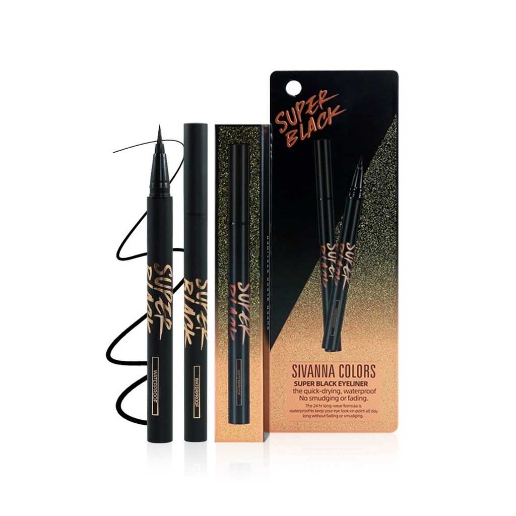 HF9023 SIVANNA SUPER BLACK EYELINER ซิเวนน่า คัลเลอร์ส ซูปเปอร์แบล๊ค อายไลเนอร์ กันน้ำ กันเหงื่อ