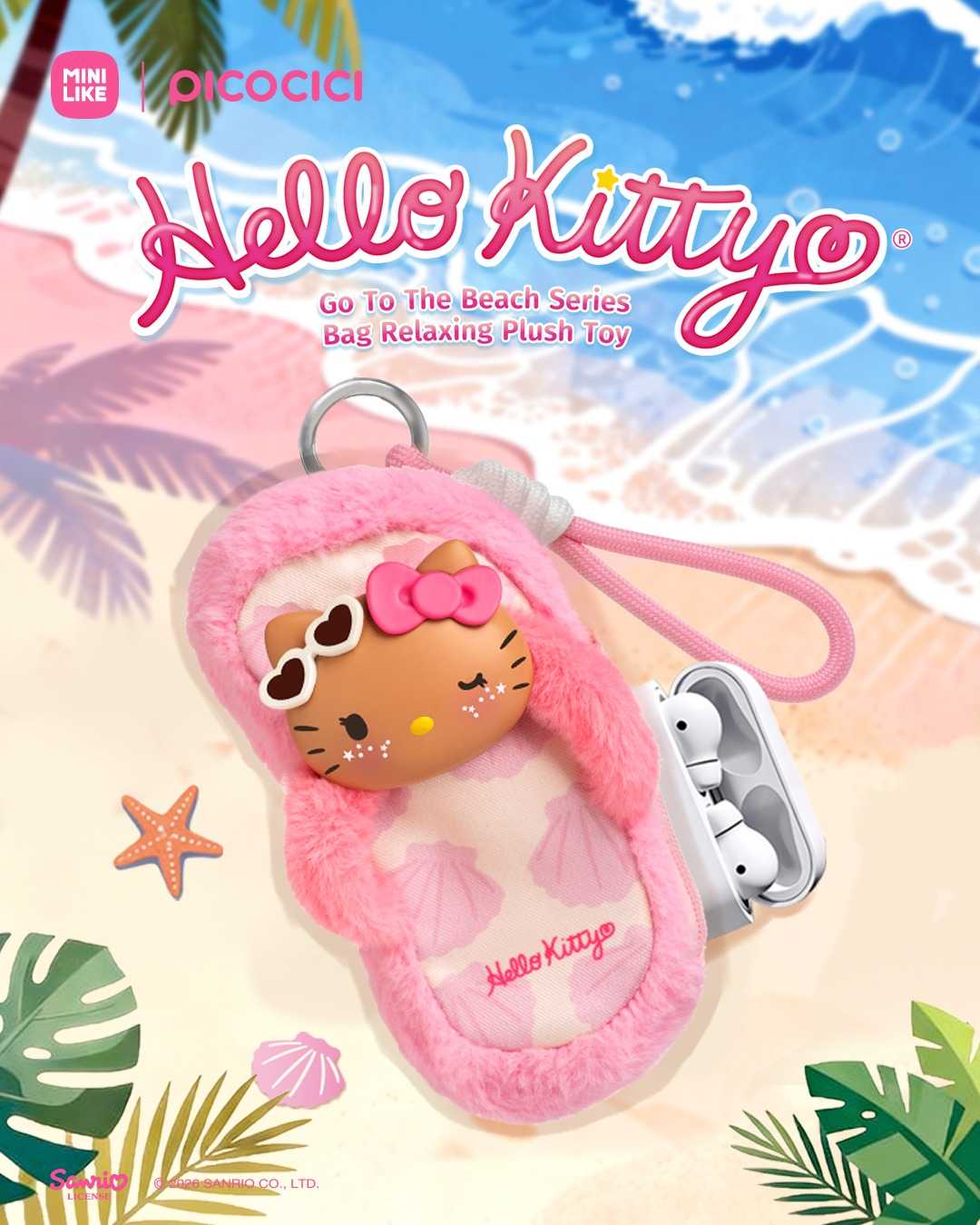 Hello Kitty Style Go To The Beach Series Bag Plush Relaxing Toy
