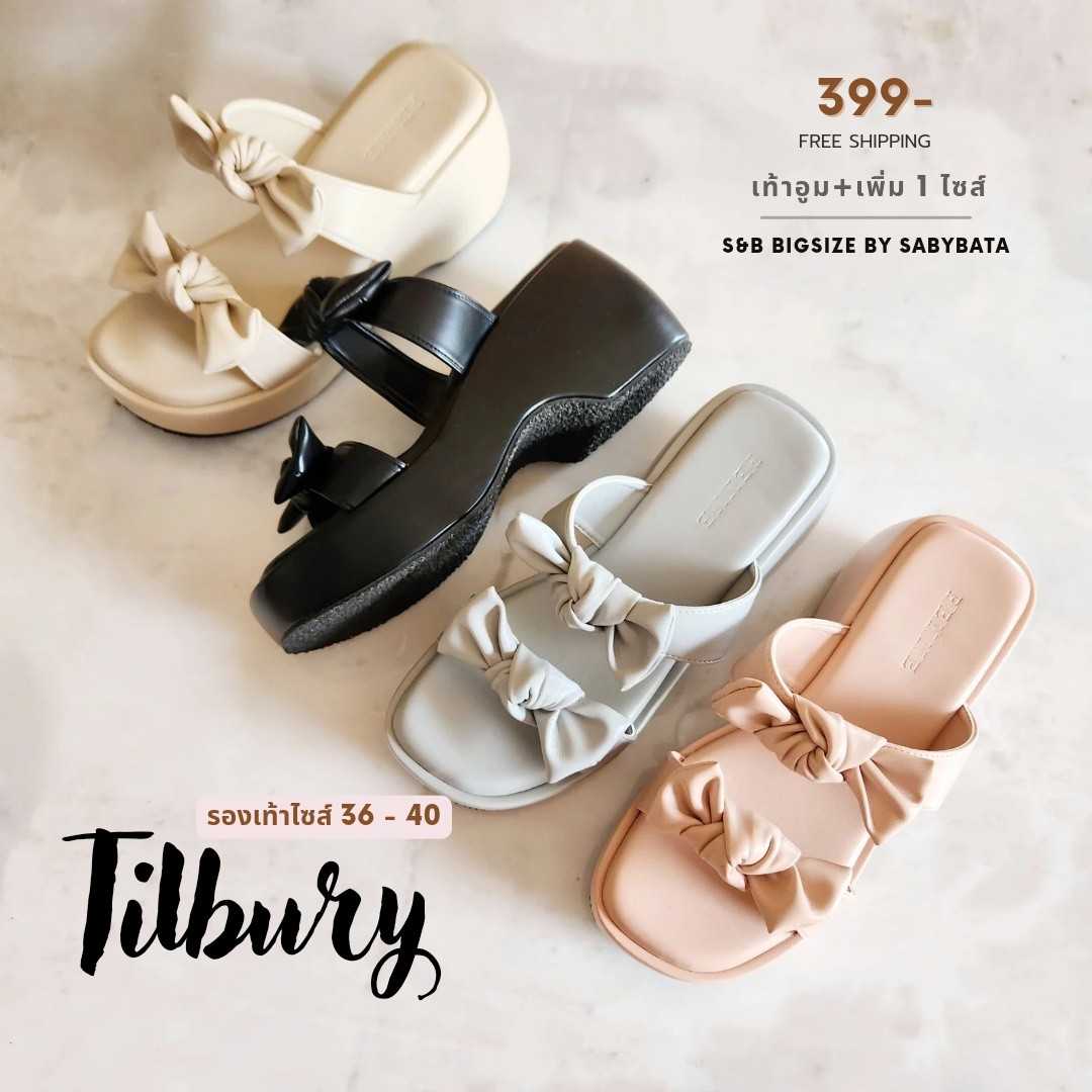 รองเท้าส้นเตารีด สูง 3 นิ้ว แต่งโบว์ ไซส์ 36-40 รุ่น Tilbury