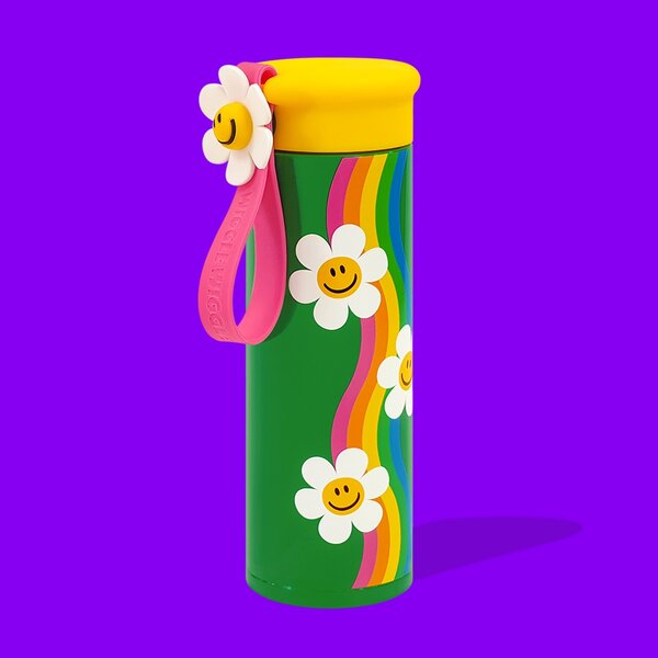 WiggleWiggle Strap Tumbler 450ml. : แก้วสแตนเลสสีเขียว รุ่นสายคล้องสีชมพู
